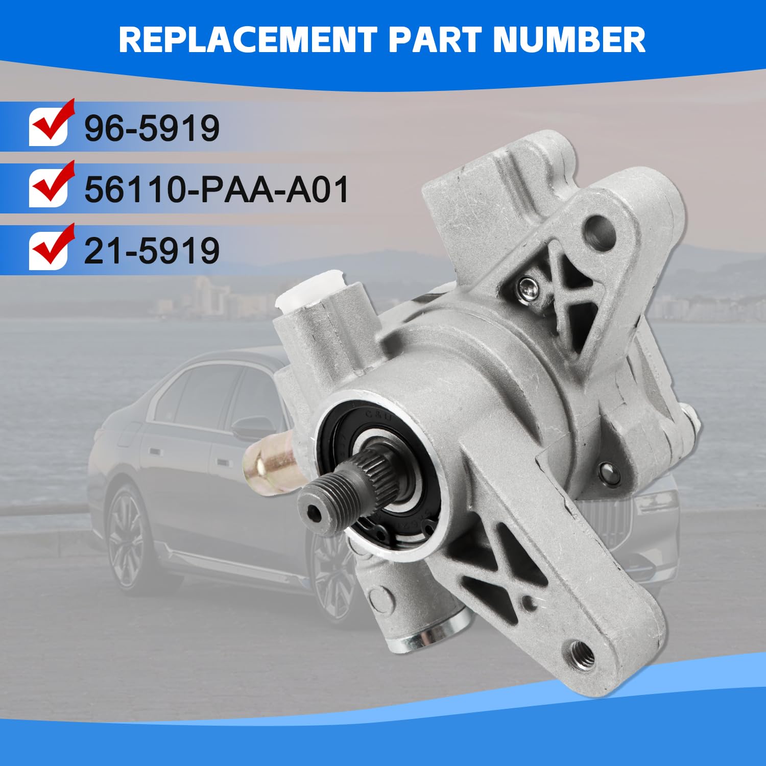 Daysyore Power Steering Pump 96-5919 56110-Paa-A01 Fits For 1998 1999 2001 2002 Accord 2.3L Auto Pump Aftermarket Parts