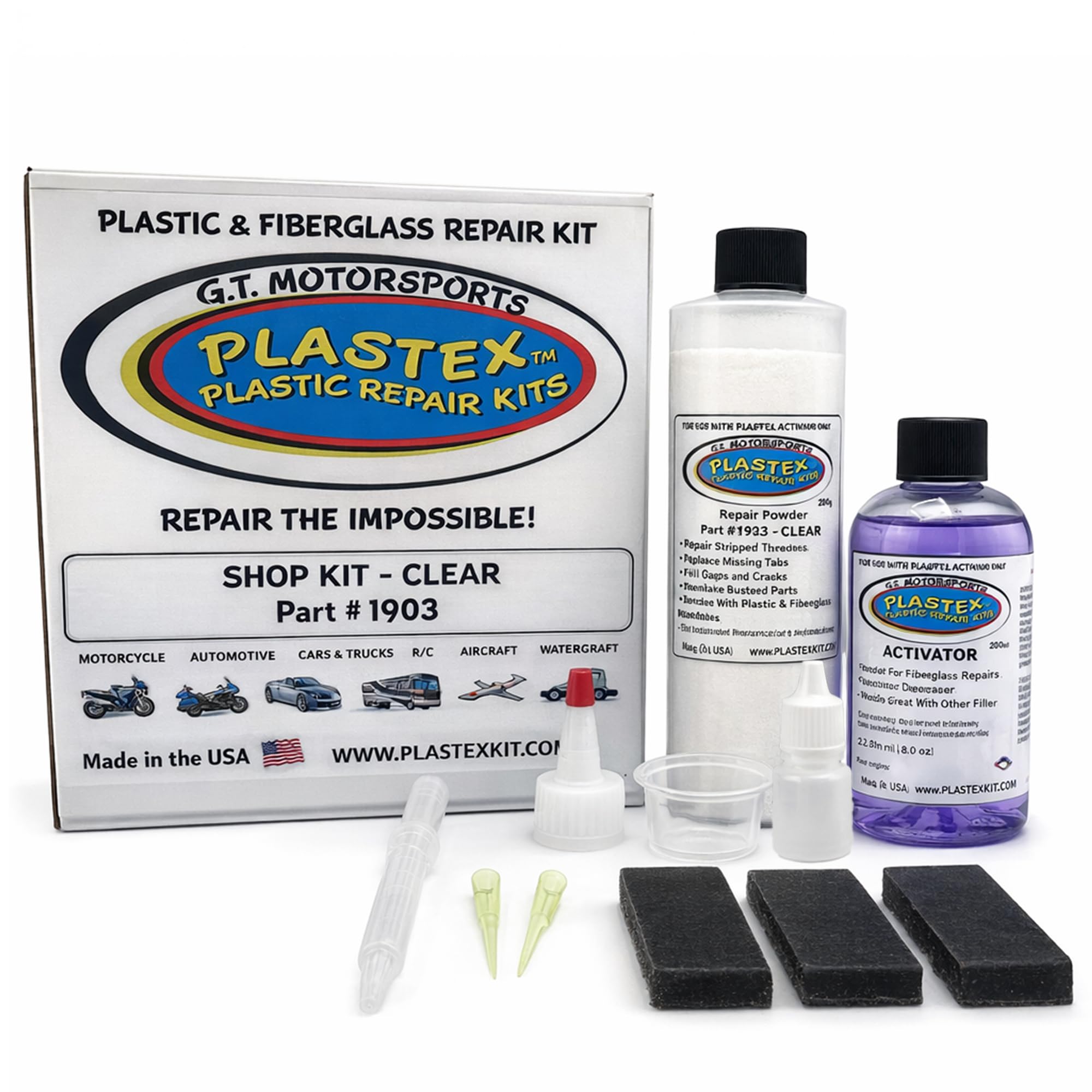 Plastex Plastic Repair Kits - Easily Glue, Repair or Remake Broken Plastic, Fiberglass, Wood & More! (XL Clear Kit)