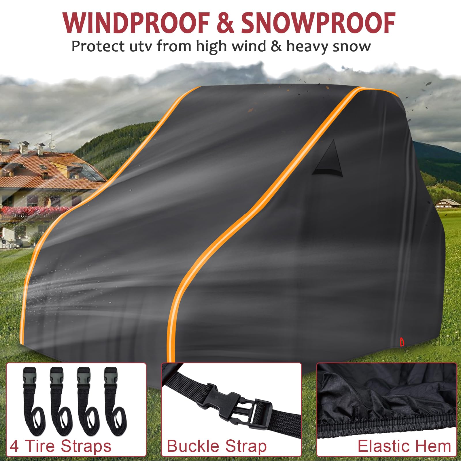 StarknightMT UTV Cover - Heavy-Duty Black 2-3 Seater, 420D Oxford Fabric, Compatible with Can Am, Kawasaki, RZR, Talon, CFMOTO