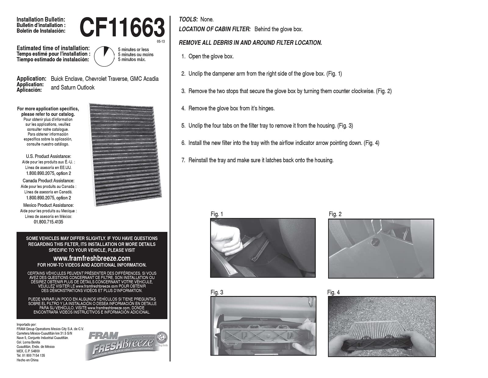 FRAM Fresh Breeze Cabin Air Filter with Arm & Hammer Baking Soda, CF11663 for Select Buick, Chevrolet, GMC and Saturn Vehicles,
