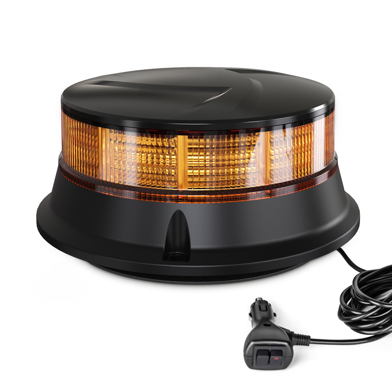 Agrieyes Amber Beacon Light 4.2Inch, Flashing Safety Warning Lights Permanent/Magnet Mount (Amber, Magnet)