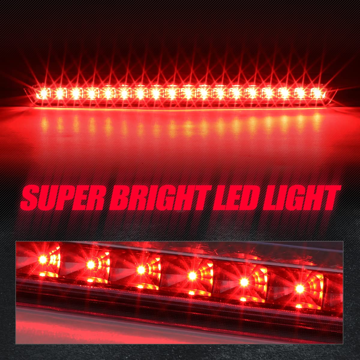Auto Dynasty Full LED Third Brake Light for Chevy Suburban Tahoe 15-20, Black Housing Smoked Lens