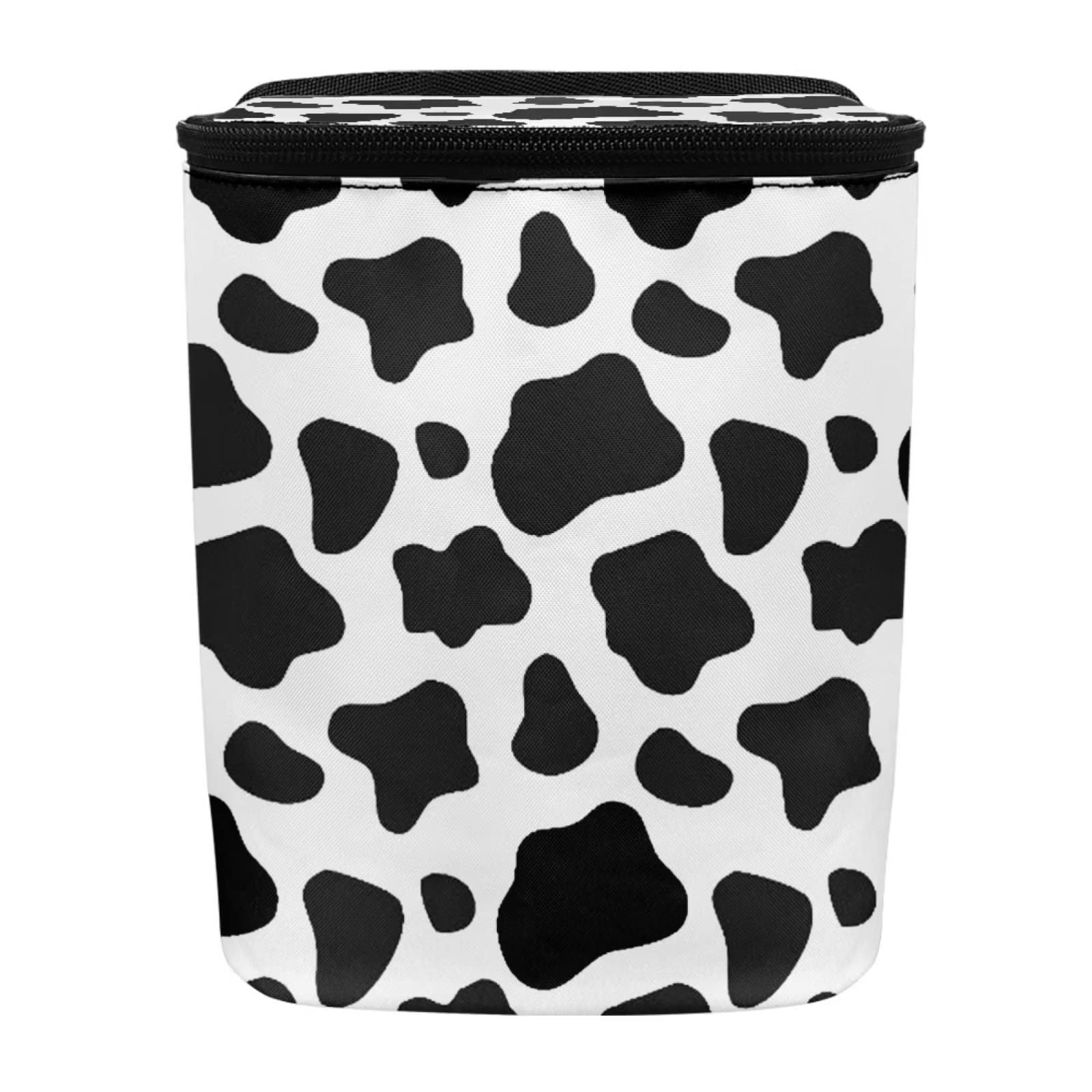 chaqlin Automotive Garbage Can Cow Print Black Car Trash Can for Back Seat,Cute Vehicle Trash Bin Large Car Organizer Auto Garba