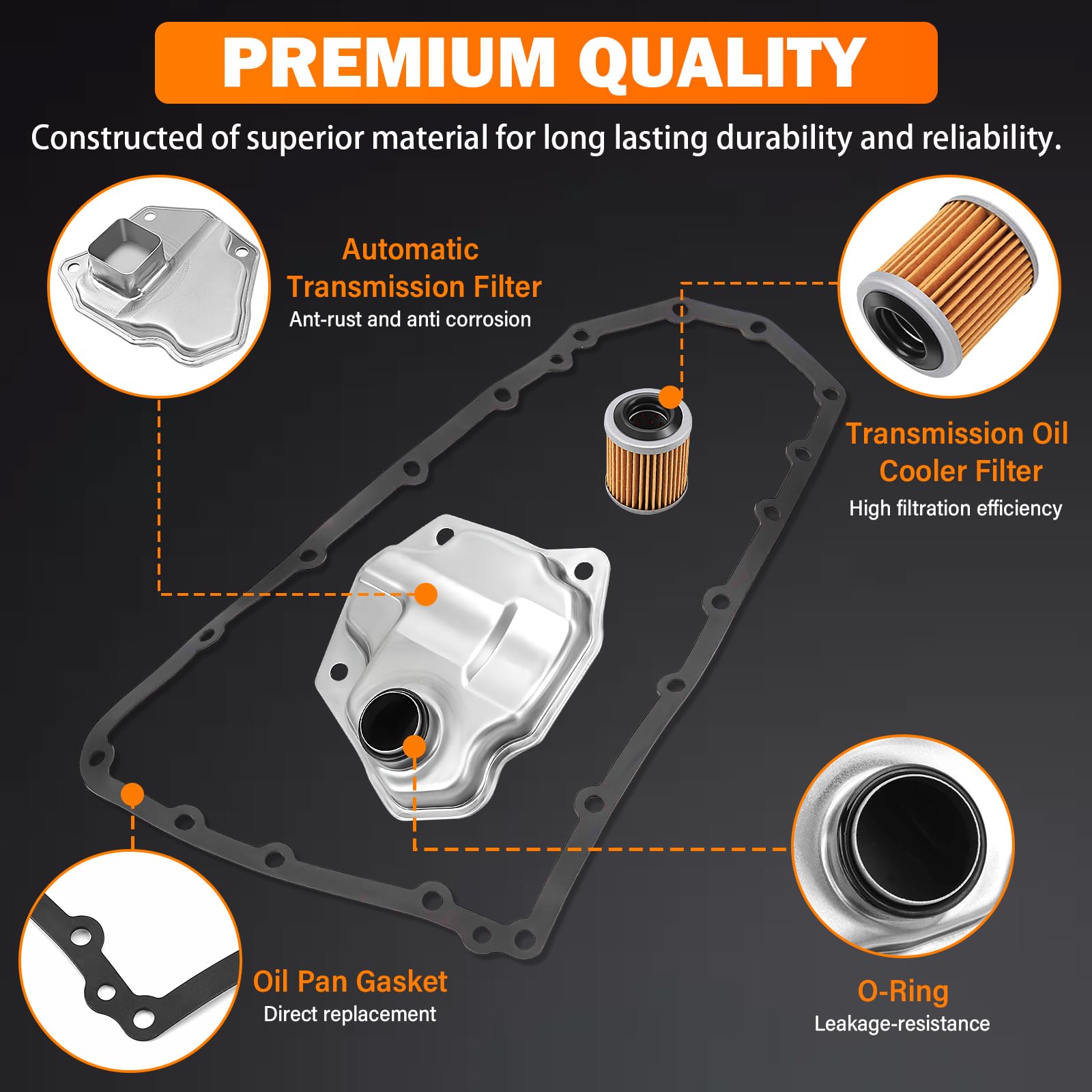 Yinlowa CVT Transmission Filter Kit for Nissan Altima Rogue Juke NV200, Model 31728-1XF03, Includes Oil Cooler Filter & Gasket