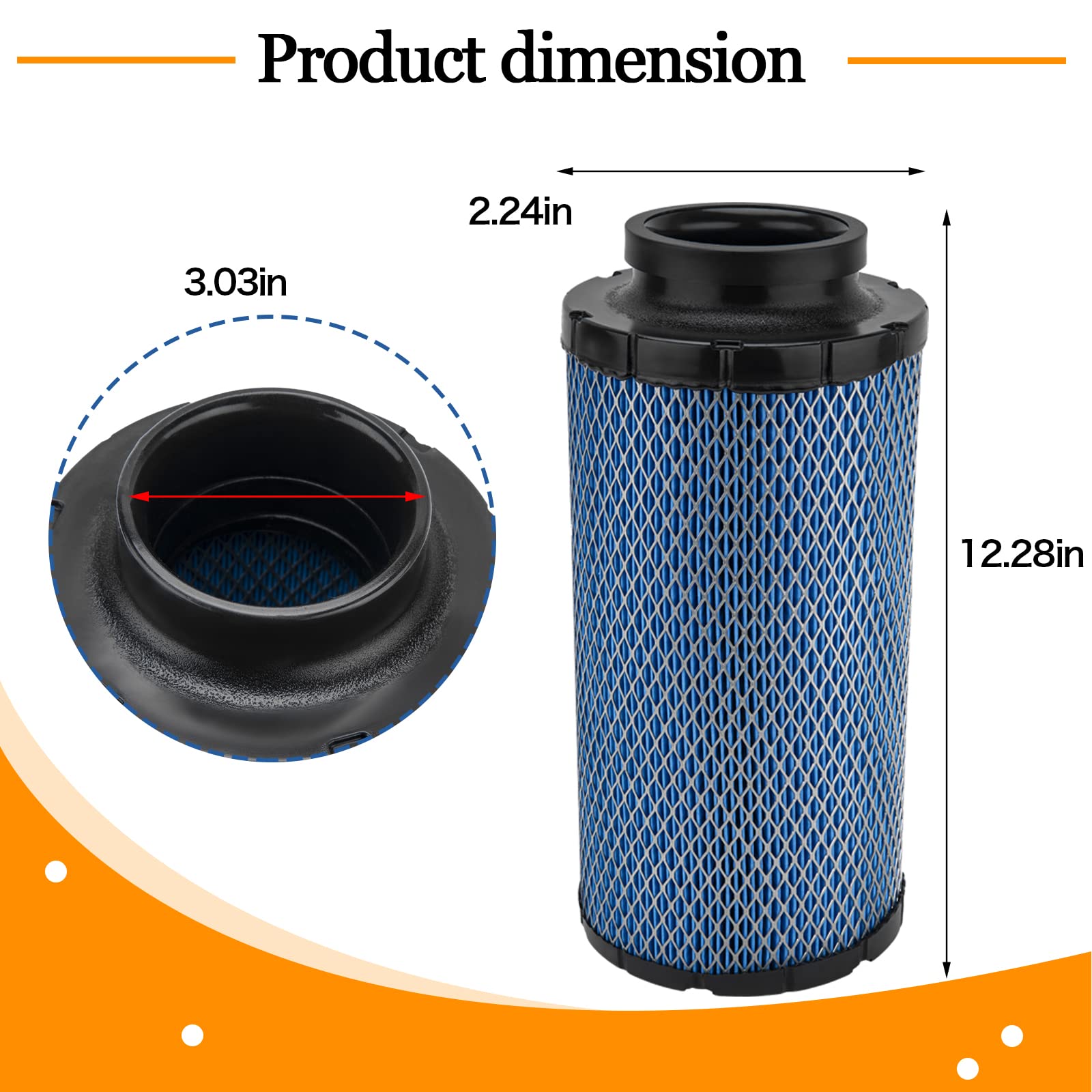 GDHSWJ Air Filter Replacement for Polaris RZR 1000 XP, Model 2882234, Paper, Includes 2PCS, Fits 2014-2021 Turbo Models