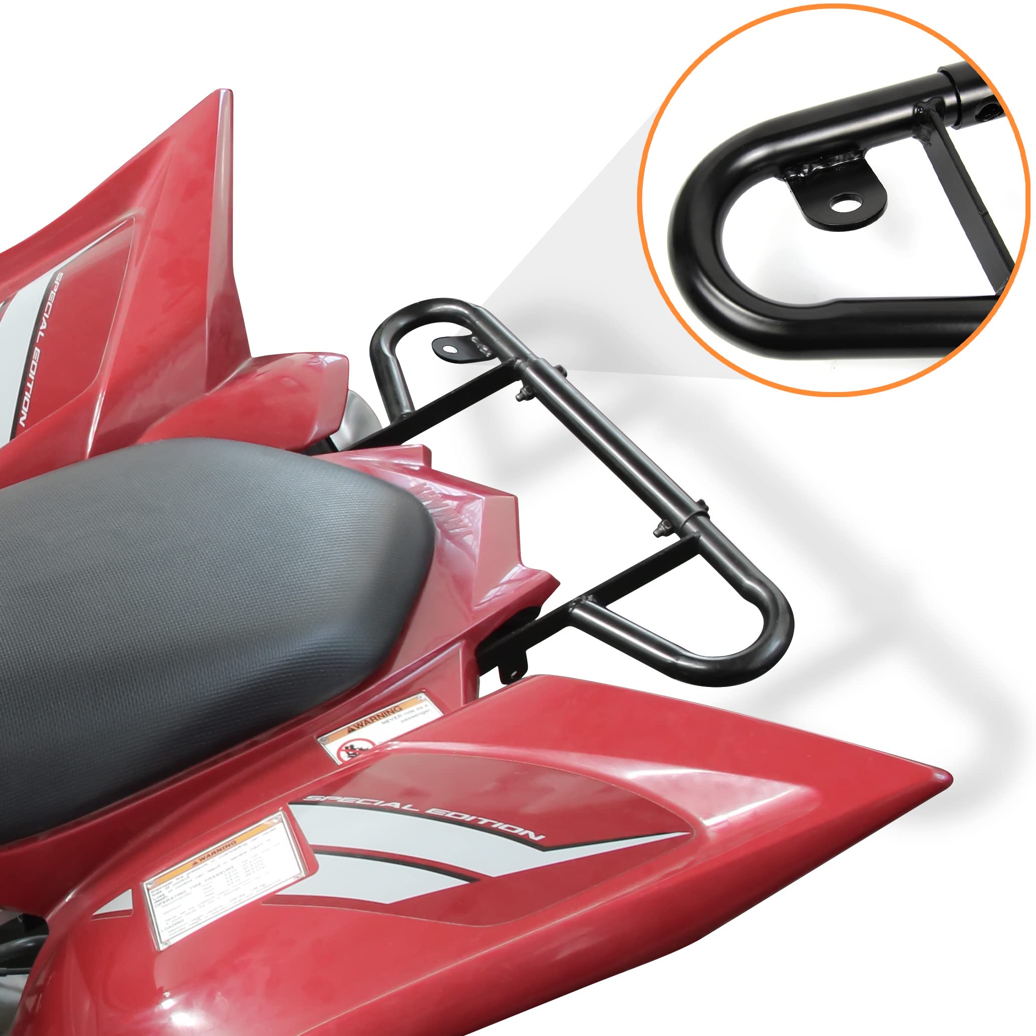 Sautvs Rear Wide Grab Bar Bumper Assembly Kit For Yamaha Raptor 700 2006-2024, Black Aluminum Rear Bumper Compatible With Yamaha