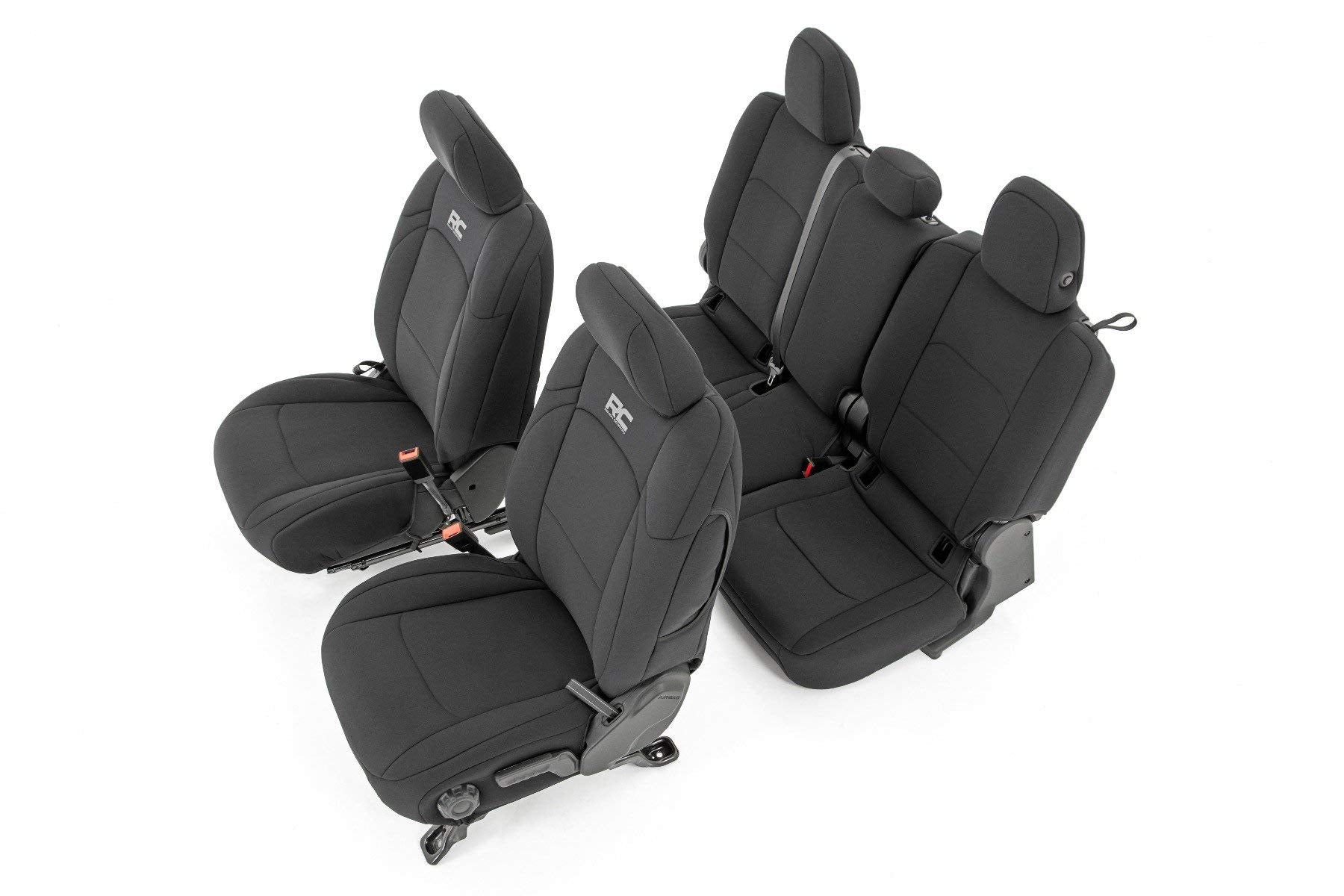 Rough Country Neoprene Seat Covers for Jeep Gladiator JT (2020-2025) w/Factory Cloth Seats & No Cup Holder - Waterproof & UV Res