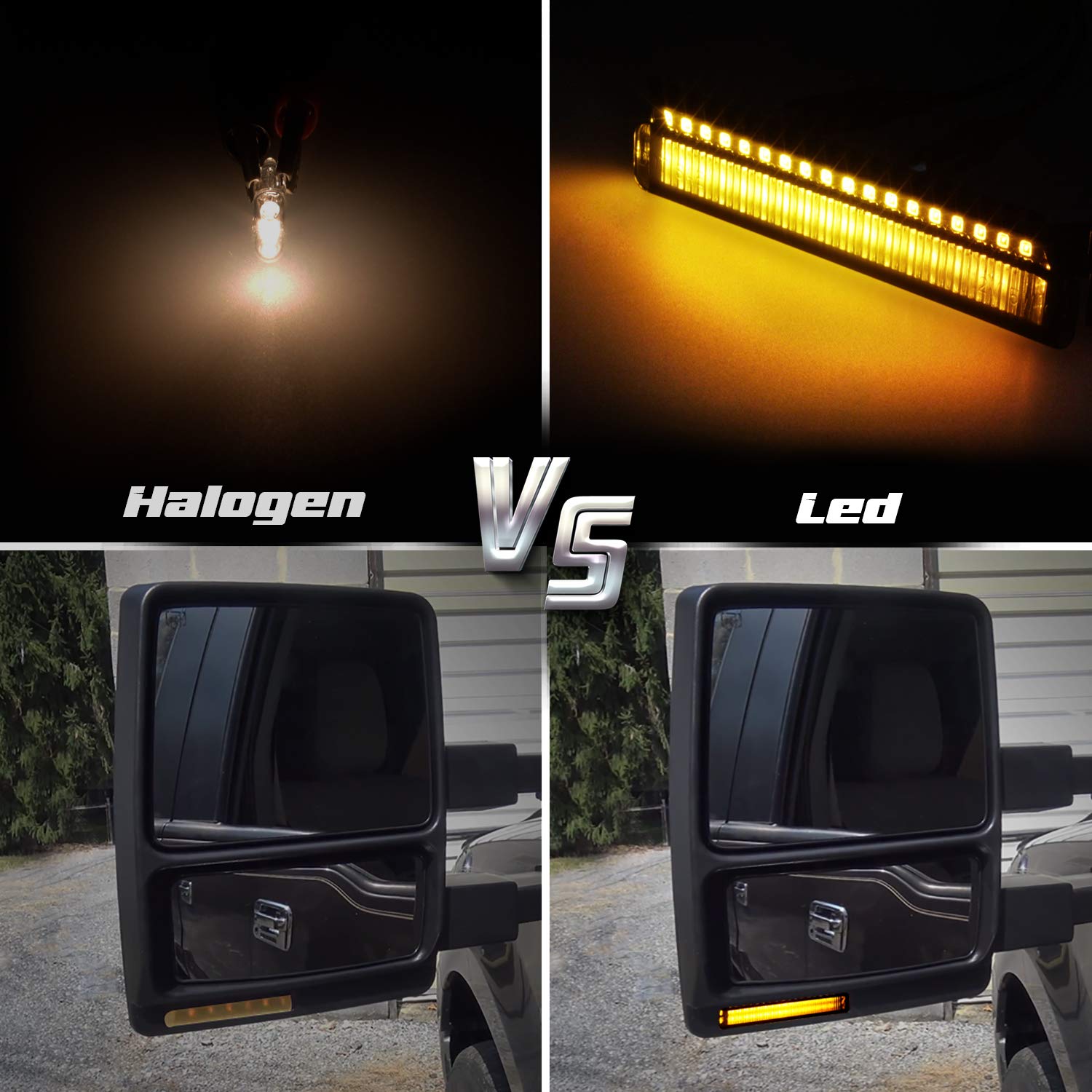 RUXIFEY Sequential Switchback LED Side Mirror Turn Signals - Smoked, Amber & White Compatible with Ford F150, Expedition, Lincoln Mark LT
