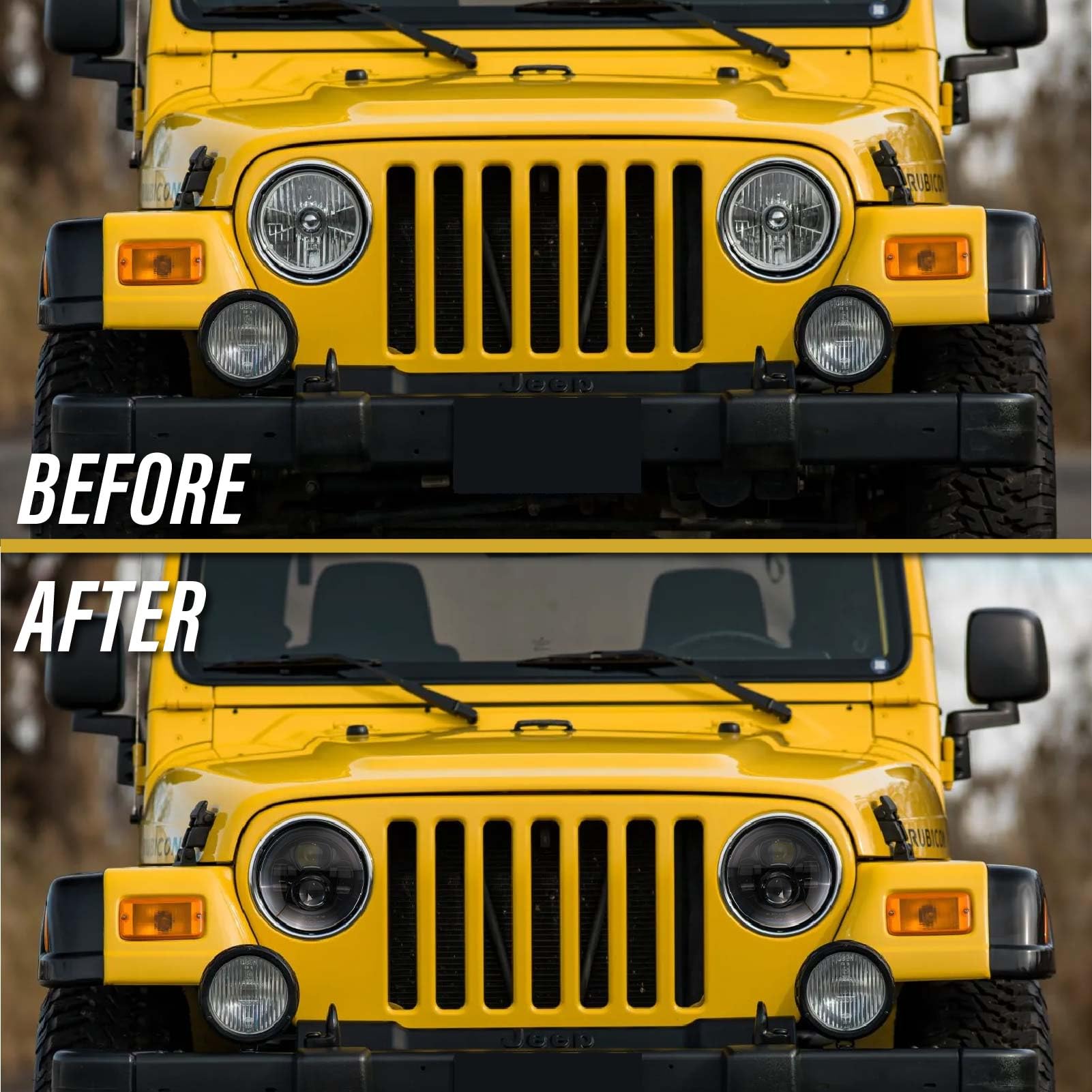 Usr 97-06 Wrangler Tj 7    Inch Round H6024 Led Projector Headlight Black Housing 6024 High/Low Beam Sealed Beam Headlamp H6014