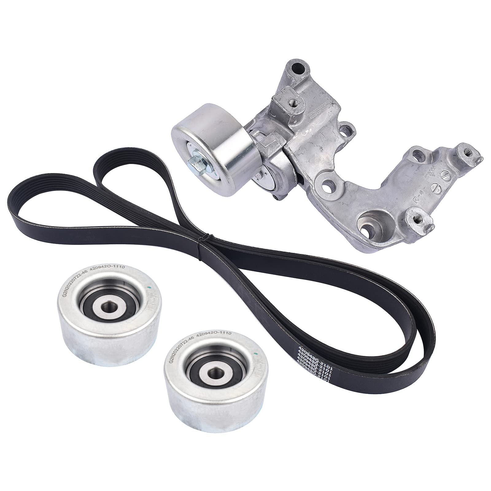 Serpentine Belt Drive Belt Tensioner Idler Pulley Kit Replacement for 2007-2010 Toyota Sienna 3.5L 166040P011, 16604-0P011, 1662