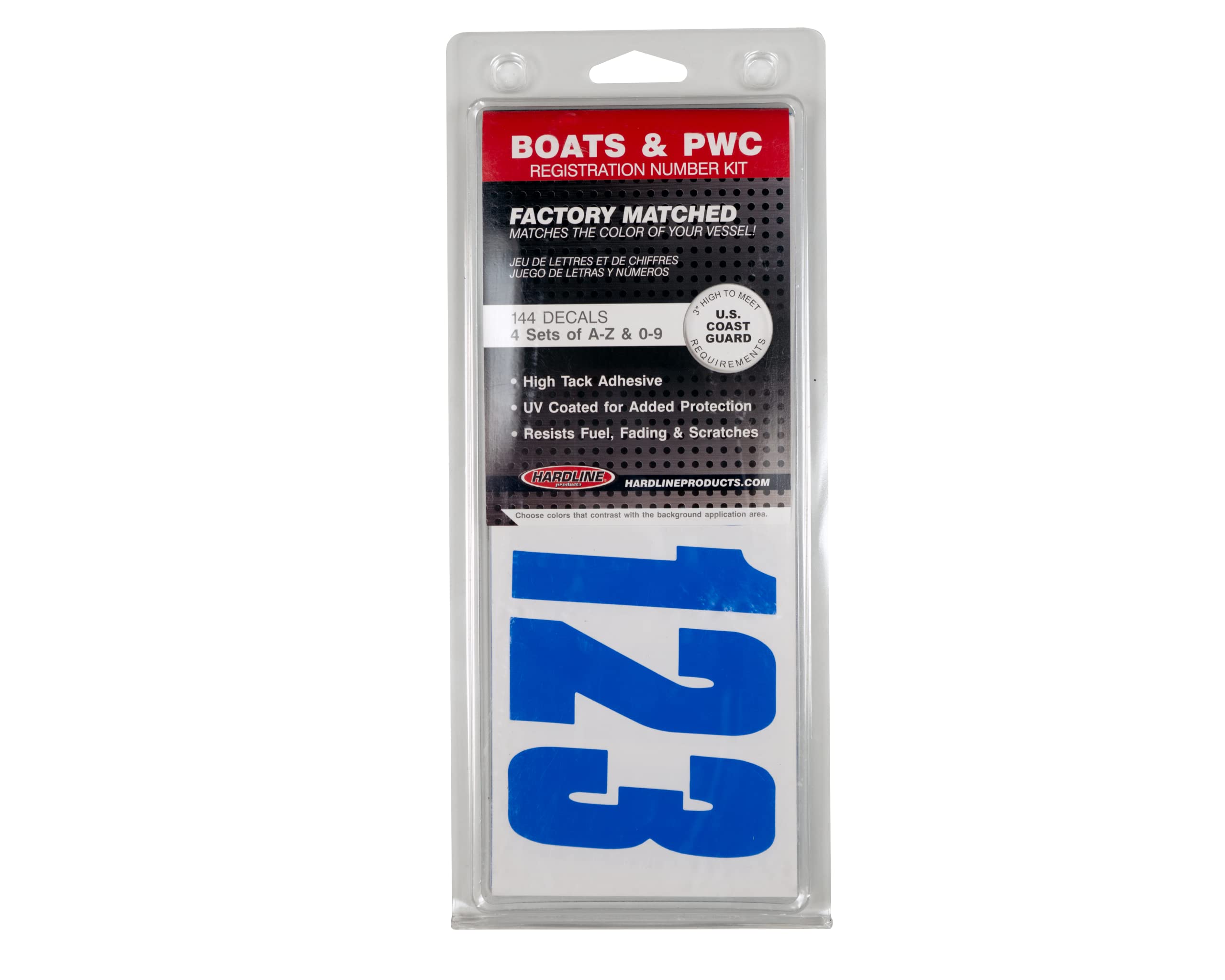 Hardline Products Series 350 Factory Matched 3-Inch Boat & Pwc Registration Number Kit, Solid Blue - Blu350Ec