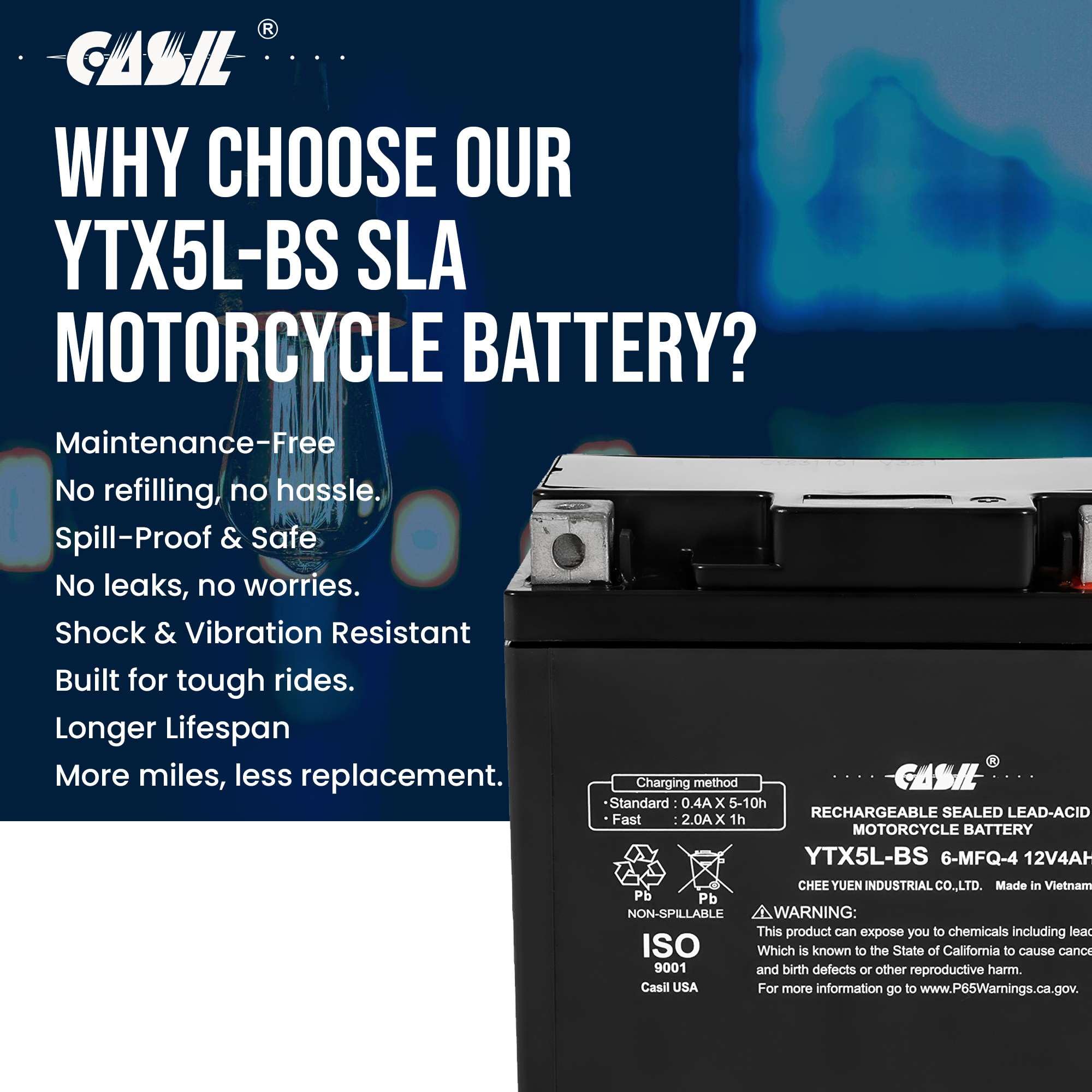 Gtx5L-Bs Ytx5L-Bs Battery For Yamaha Raptor Polaris Kfx 50 80 90 Atv Scooter 12V 4Ah
