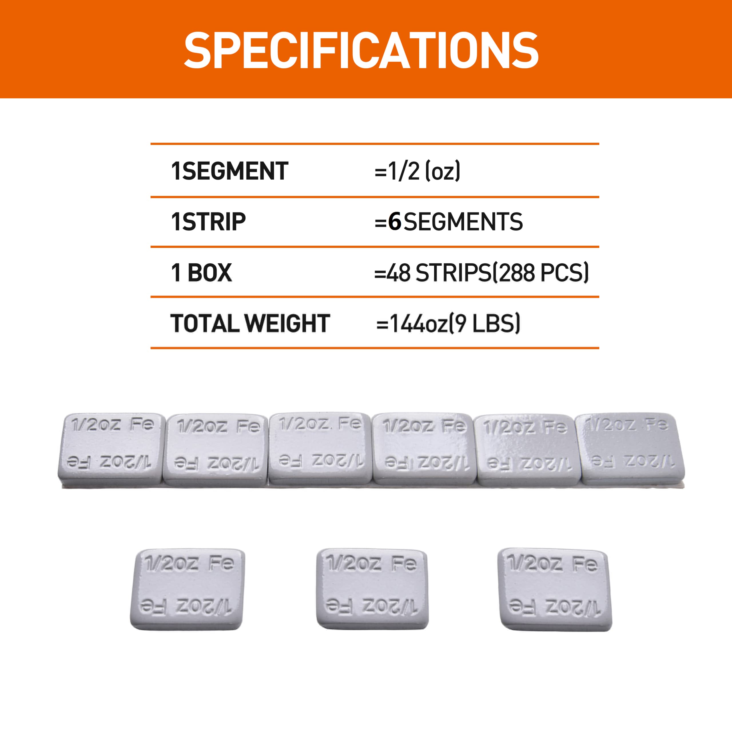 Aain A024 1/2 Oz Stick On Wheel Weights For Cars, Trucks, Suvs, Motorcycles, Low Profile, Adhesive Stick On Wheel Weights, 288Pc