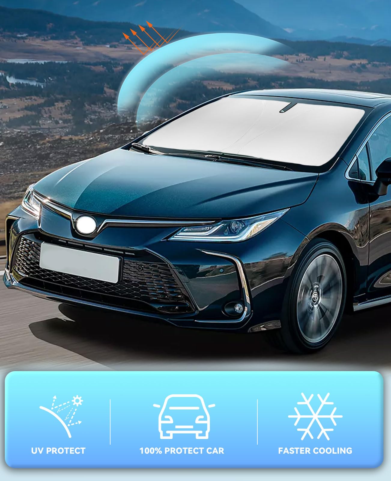 Sun Shade For Toyota Corolla Windshield Sunshades Cover Custom Fit 2020-2024 2025 Corolla L Ls Le Eco Xle Se Xse Sedan Accessori