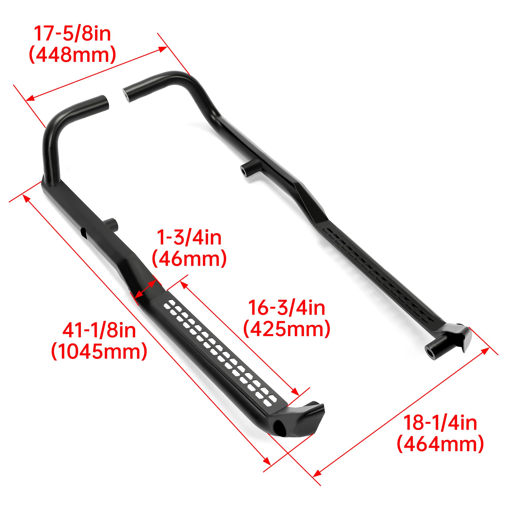Kojem Rock Guards Sliders Side Steps for 2018-2023 Polaris Ranger XP/1000, Alloy Steel, Black, Model LYPS-022
