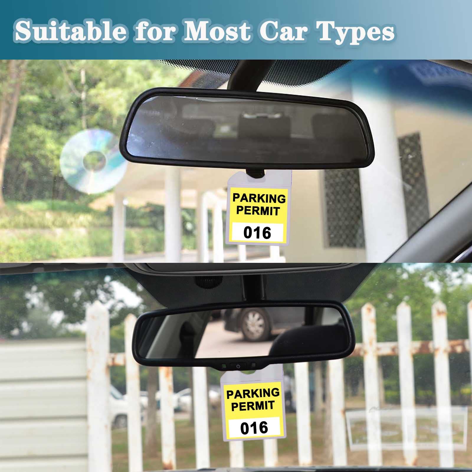 Clear Parking Permit Holder, Car Vertical Parking Lot Pass Rear View Mirror Hanger Vehicle Parking Pass Hang Tag Holder For Car