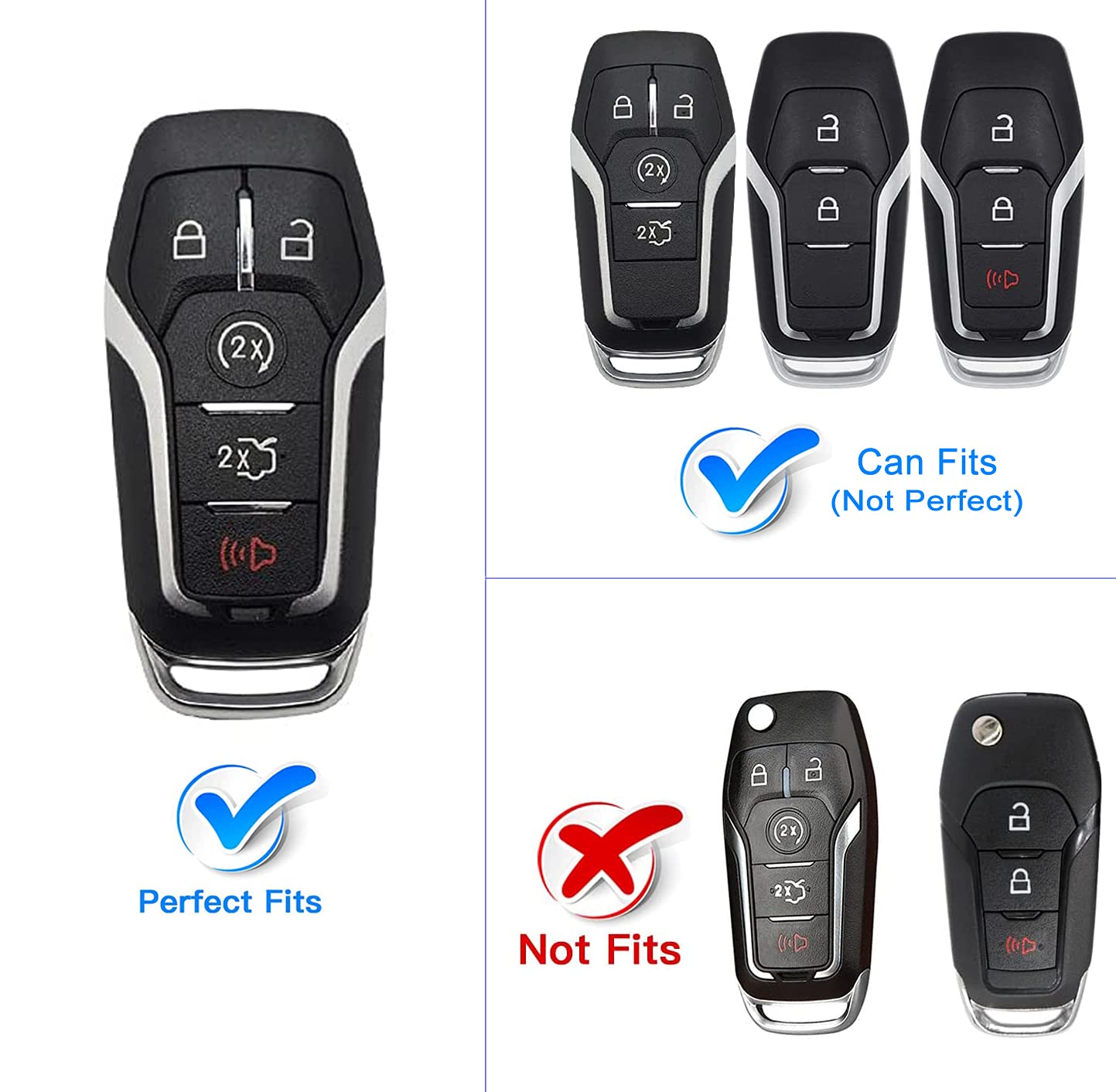 For Ford Key Fob Cover With Keychain, Premium Soft Tpu Full Protection Key Fob Case For Ford Fusion Mustang F150 Edge Explorer L