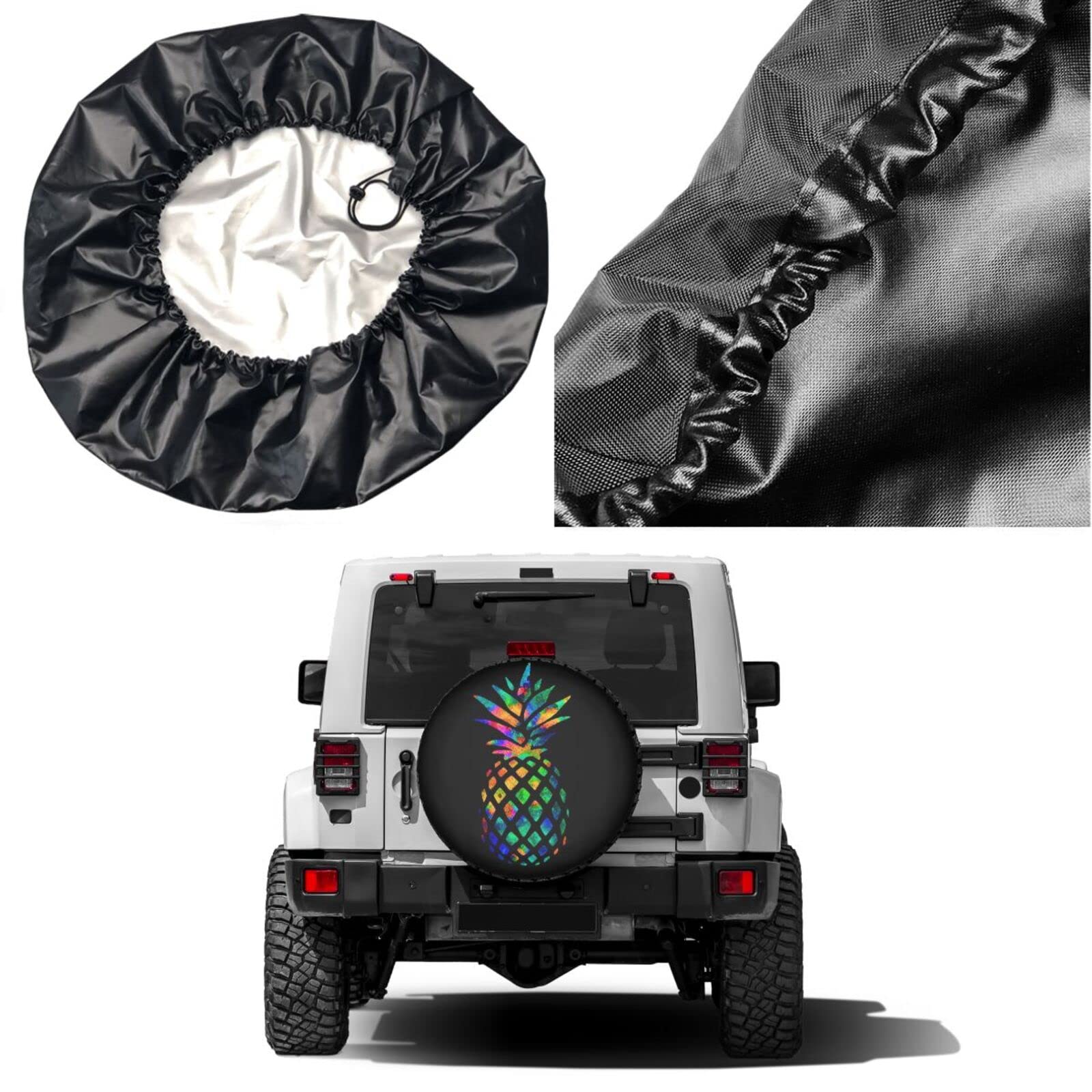 Dujiea Colorful Pineapple Spare Tire Cover, Universal Wheel Tire Cover Dust-Proof Tire Protectors for Trailer Rv Van SUV Truck C