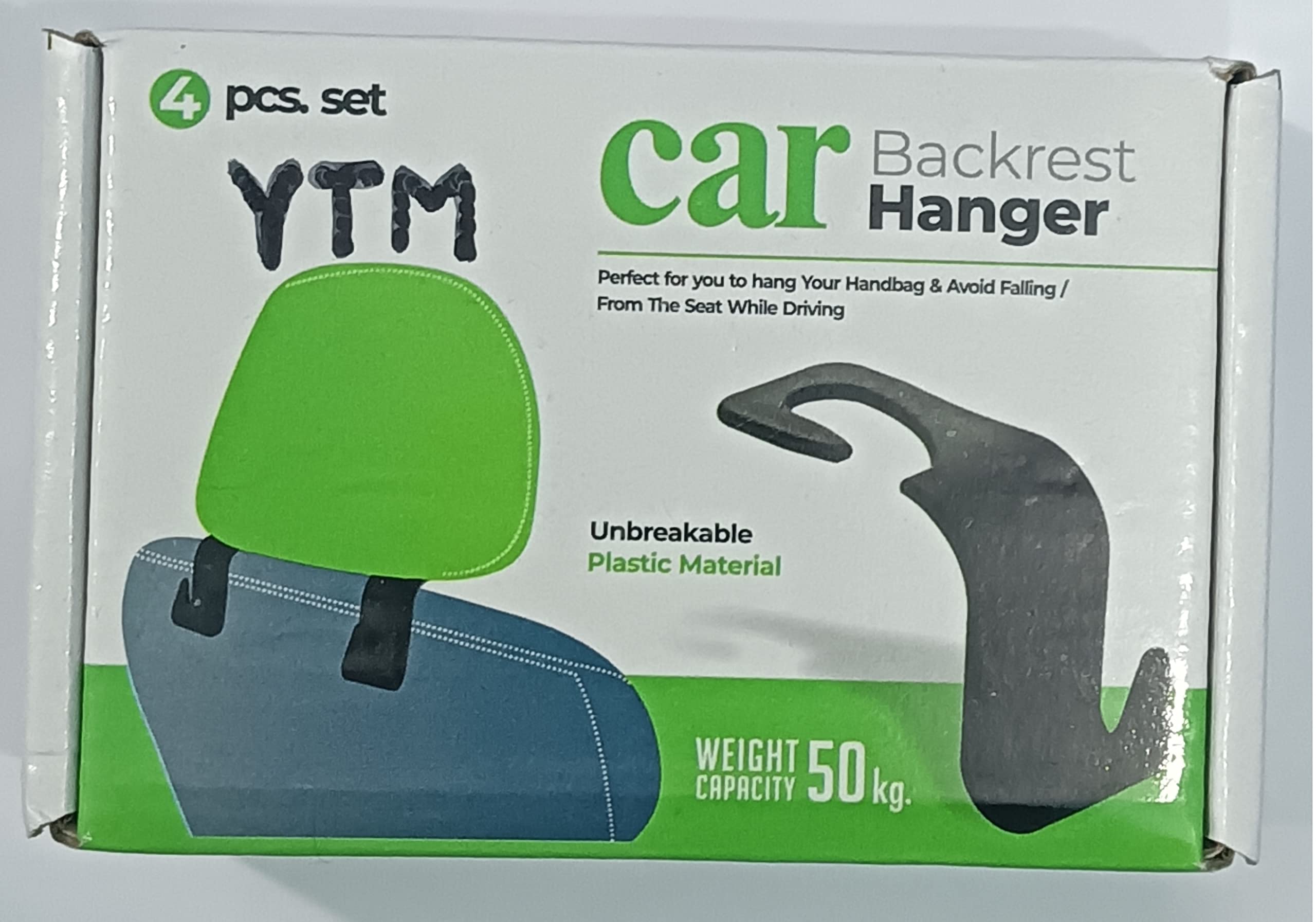 YTM Set of 4 Pcs Car Hooks Back Seat for Hanging, Car Hanging Accessories Interior, Plastic Car Hooks Back Seat Hanging Bags