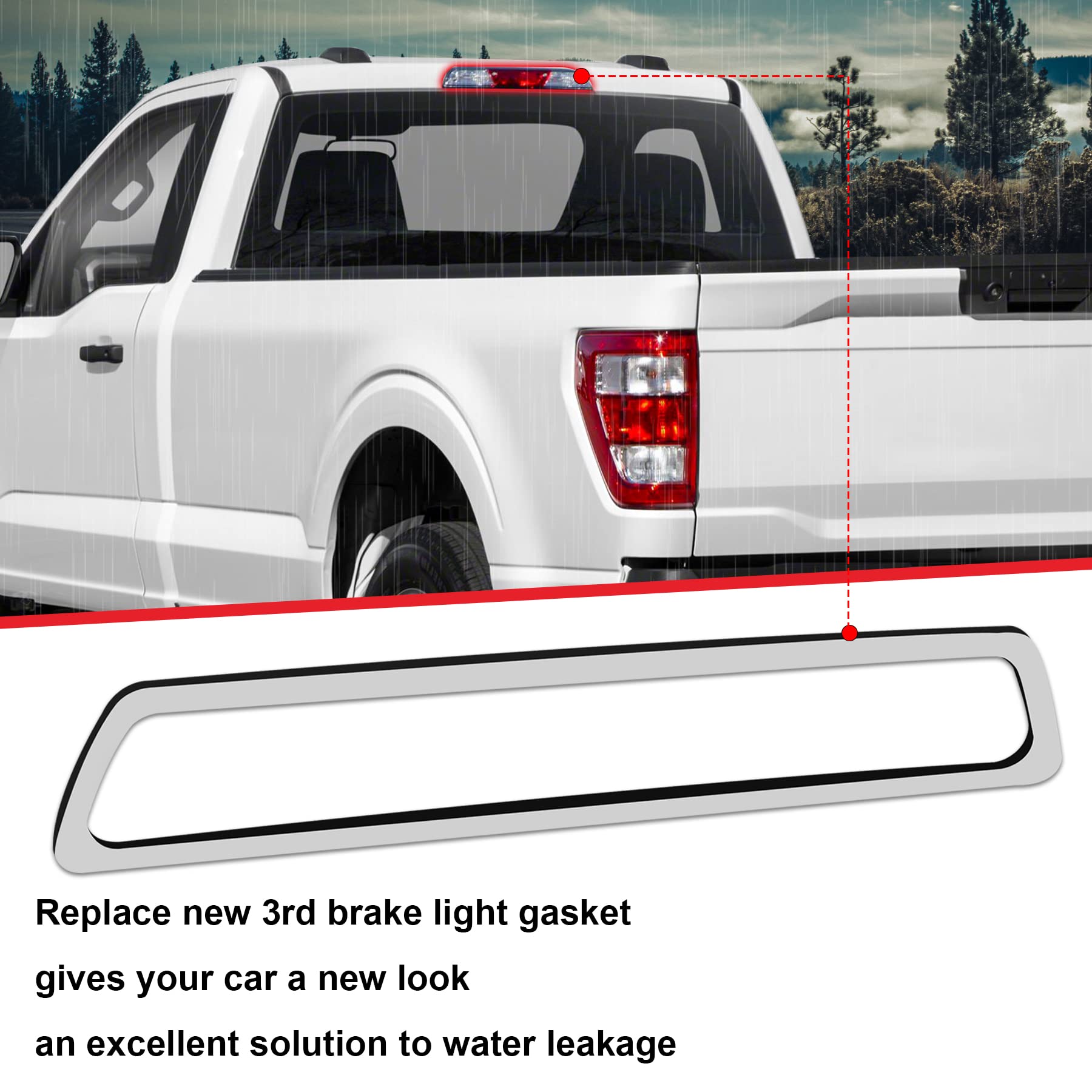 HERCOO Third Brake Light Gasket Seal for Ford F150 2009-2014, Silver, Single Sided Adhesive