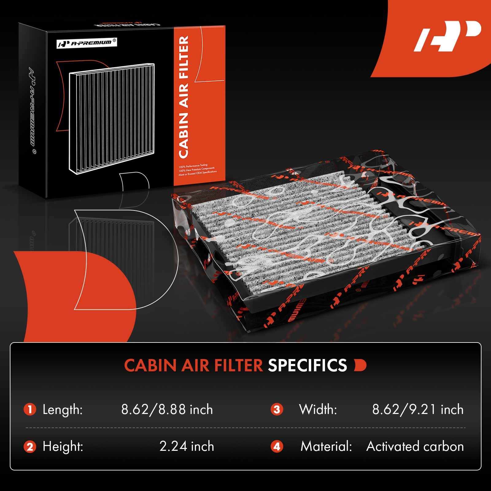 A-Premium Cabin Air Filter with Activated Carbon Compatible with Subaru Model - Crosstrek 2016-2017, Forester 2009-2018, Impreza