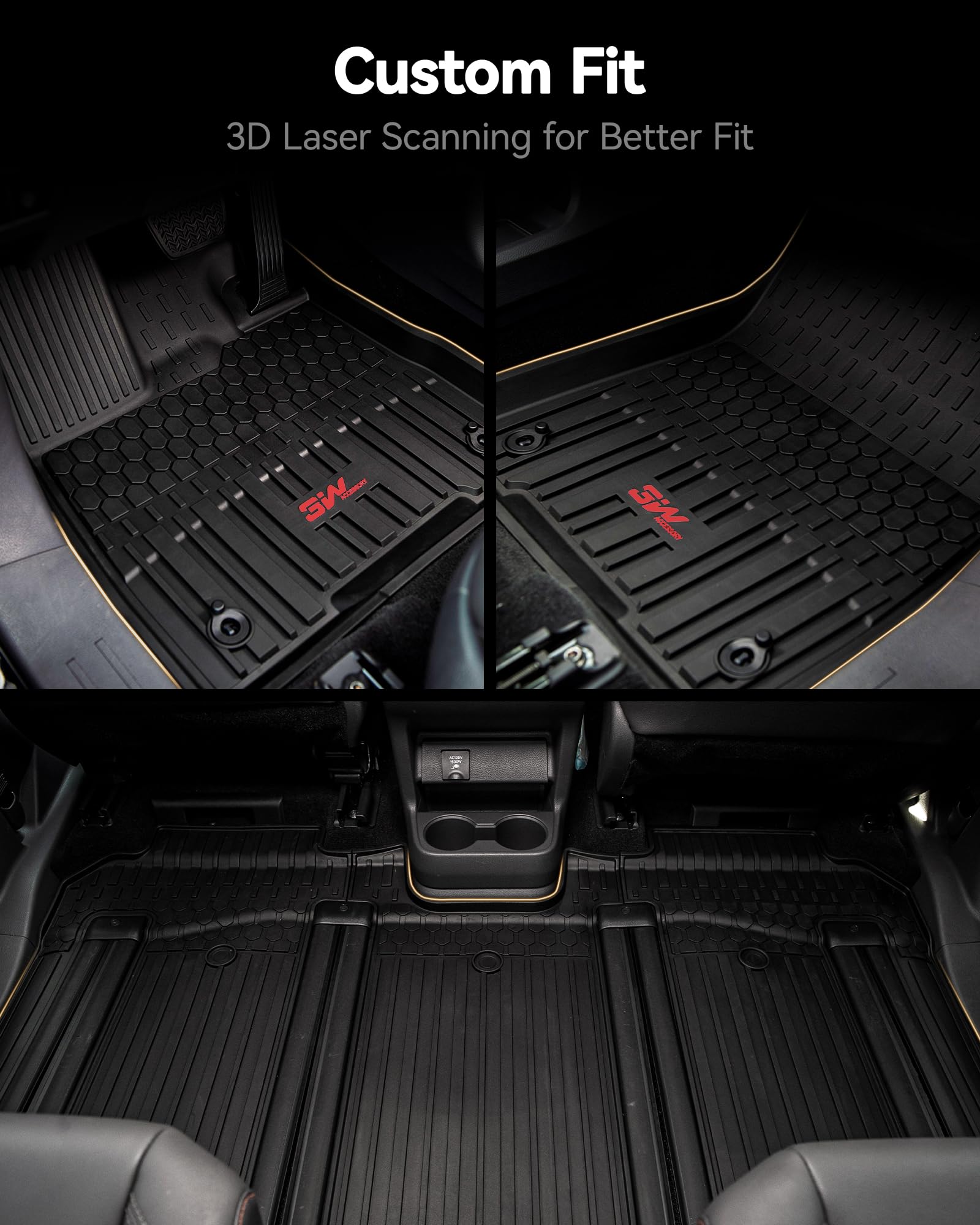 3W Floor Mats For Toyota Sienna 2021-2024 2025(Only For 8 Seat), Tpe All Weather Custom Fit Floor Liner For Sienna 1St, 2Nd And