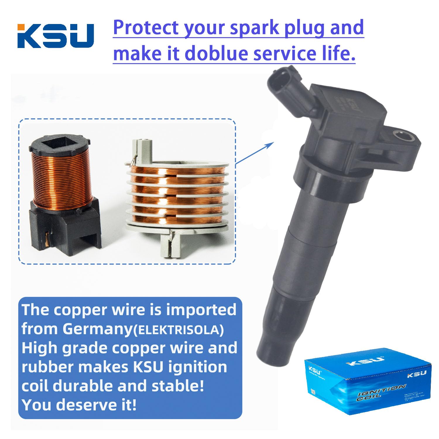 KSU Coil pack Spark Plug compatible with Kia Sorento 2.4L L4 2015