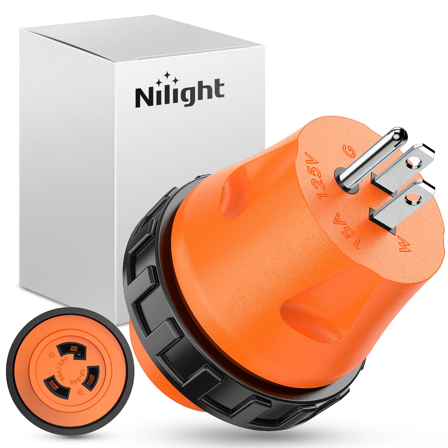 Nilight 15 Amp To 30 Amp Rv Power Adapter 110 Volt Twist Locking Connector 5-15P To L5-30R 15A Male Plug To 30A Female Receptacl