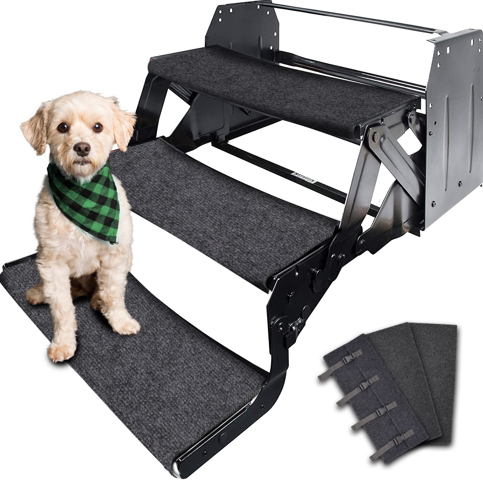 Rvmate Rv Step Rugs 23 Inch Rv Step Covers Wrap Around Radius Steps With Snap Fasteners Quickly To Release And Fit, 3 Packs