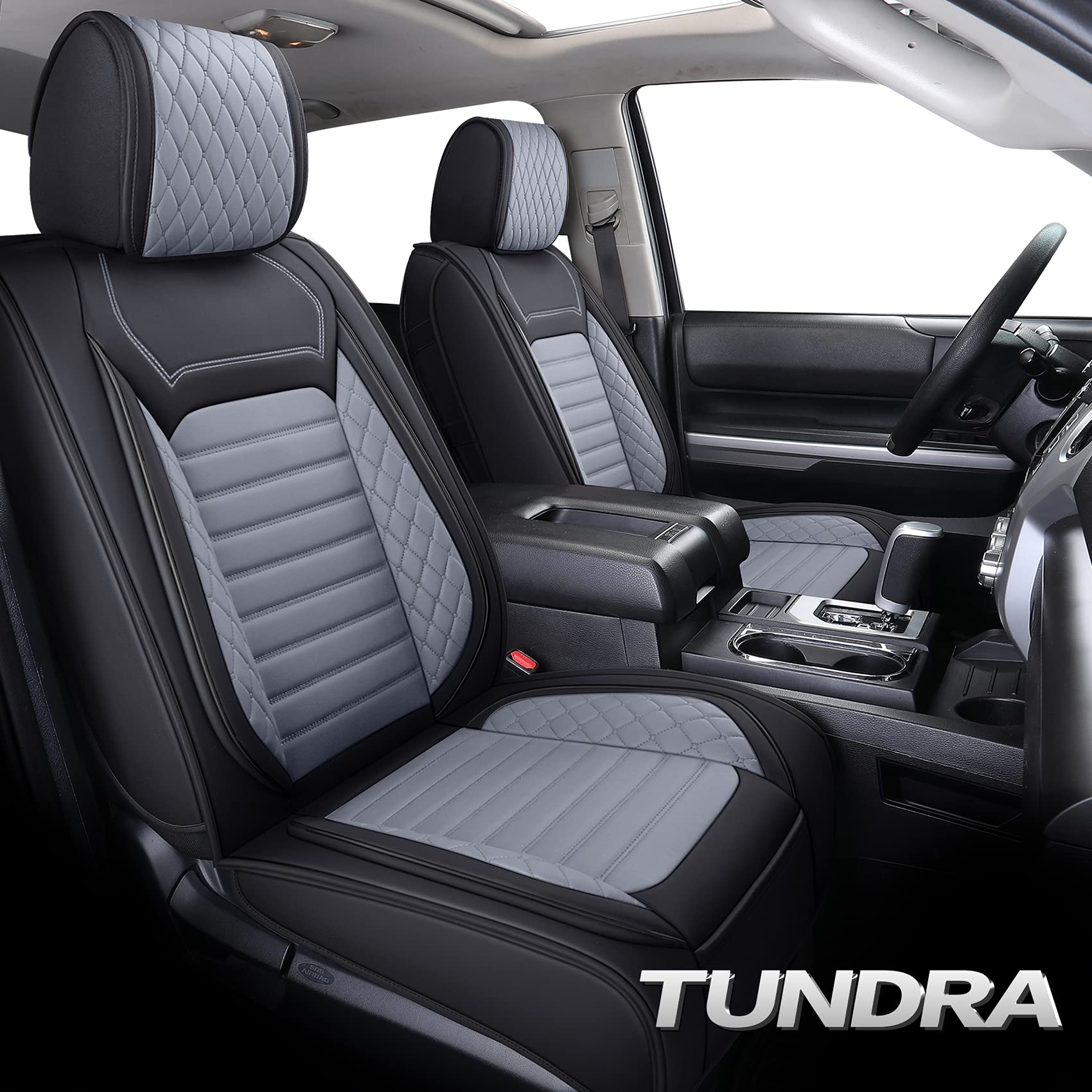 Aierxuan Truck Seat Covers Compatible With Toyota Tundra Pickup Custom Fit 2008-2025 Crewmax Double Cab Waterproof Leather Airba
