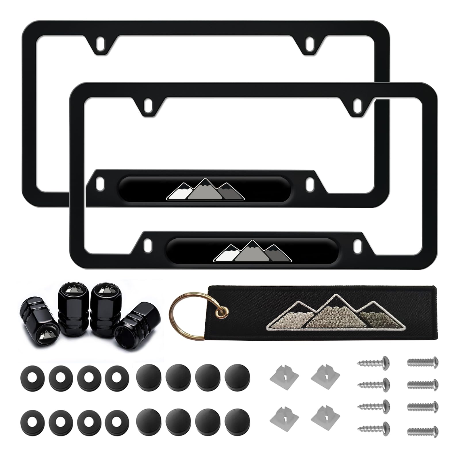 Omlkibo Tri-Color 3 Color Aluminum License Plate Frame Cover Holder Compatible With Toyota Vehicle Truck Trailer Suv. (White Gra