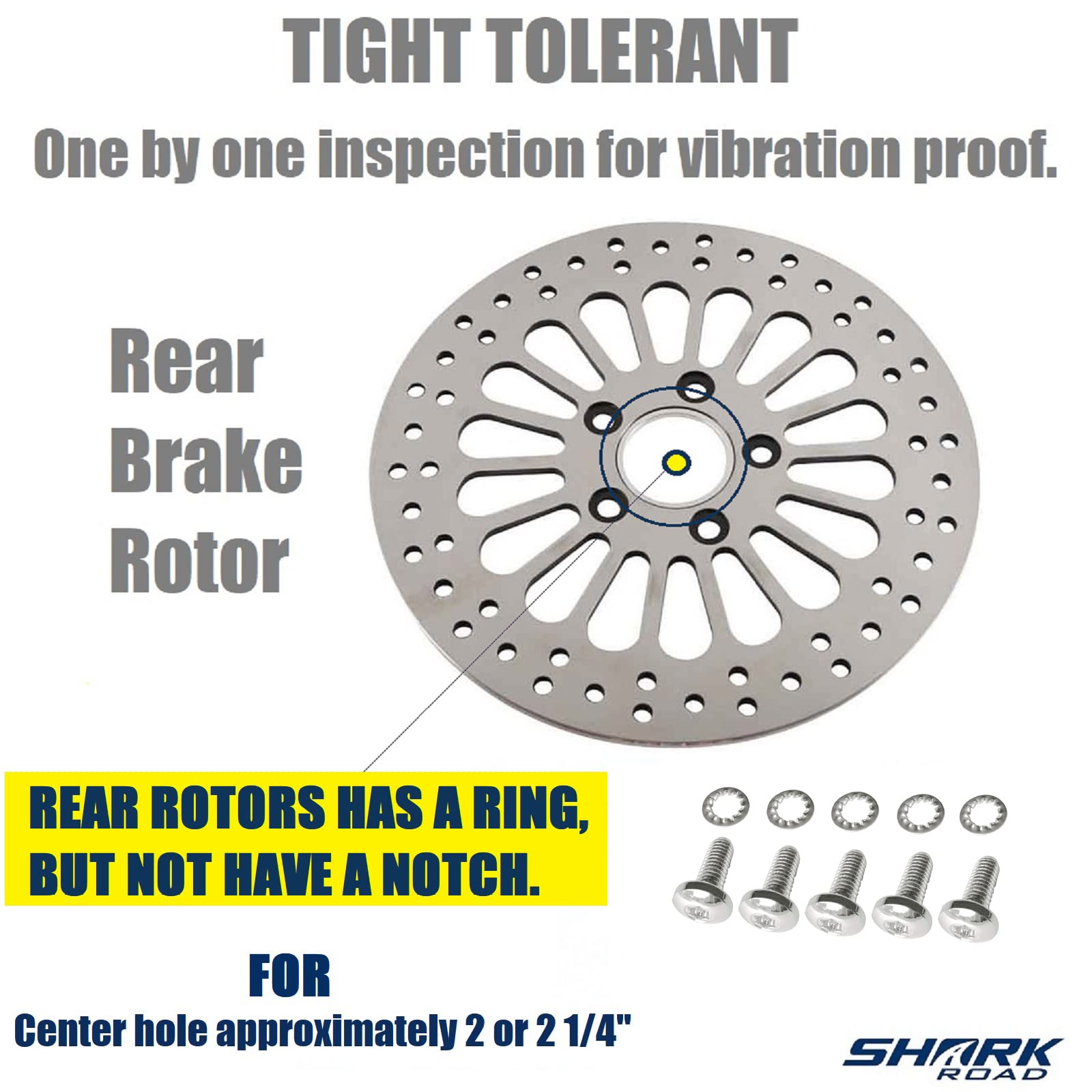 Sharkroad 1 Piece Rear Rotor For Harley Davidson Brake Parts Upgrade, Suit For Touring Sportster Softail Dyna 11.5'' Rear Brake