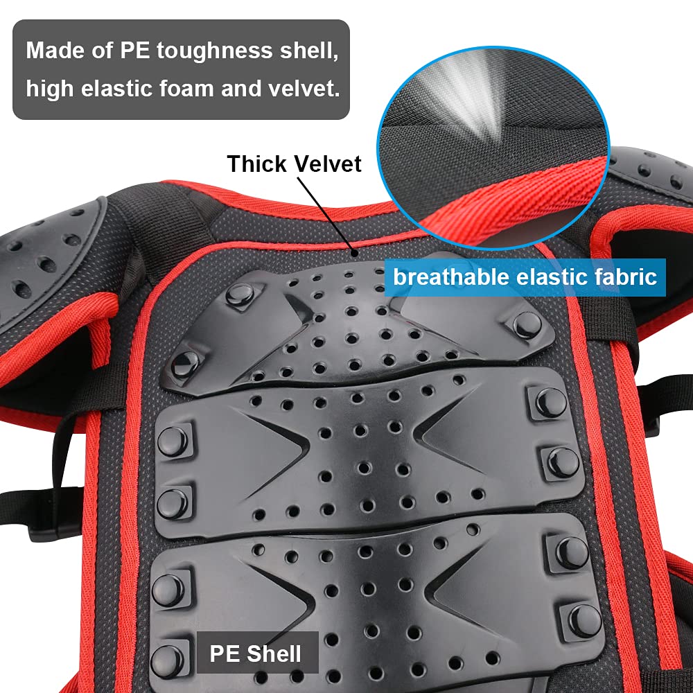 StarknightMT Kids Motorcycle Armor Suit - Red Protective Set for Cycling, Skateboarding, Skiing - Model AAX011