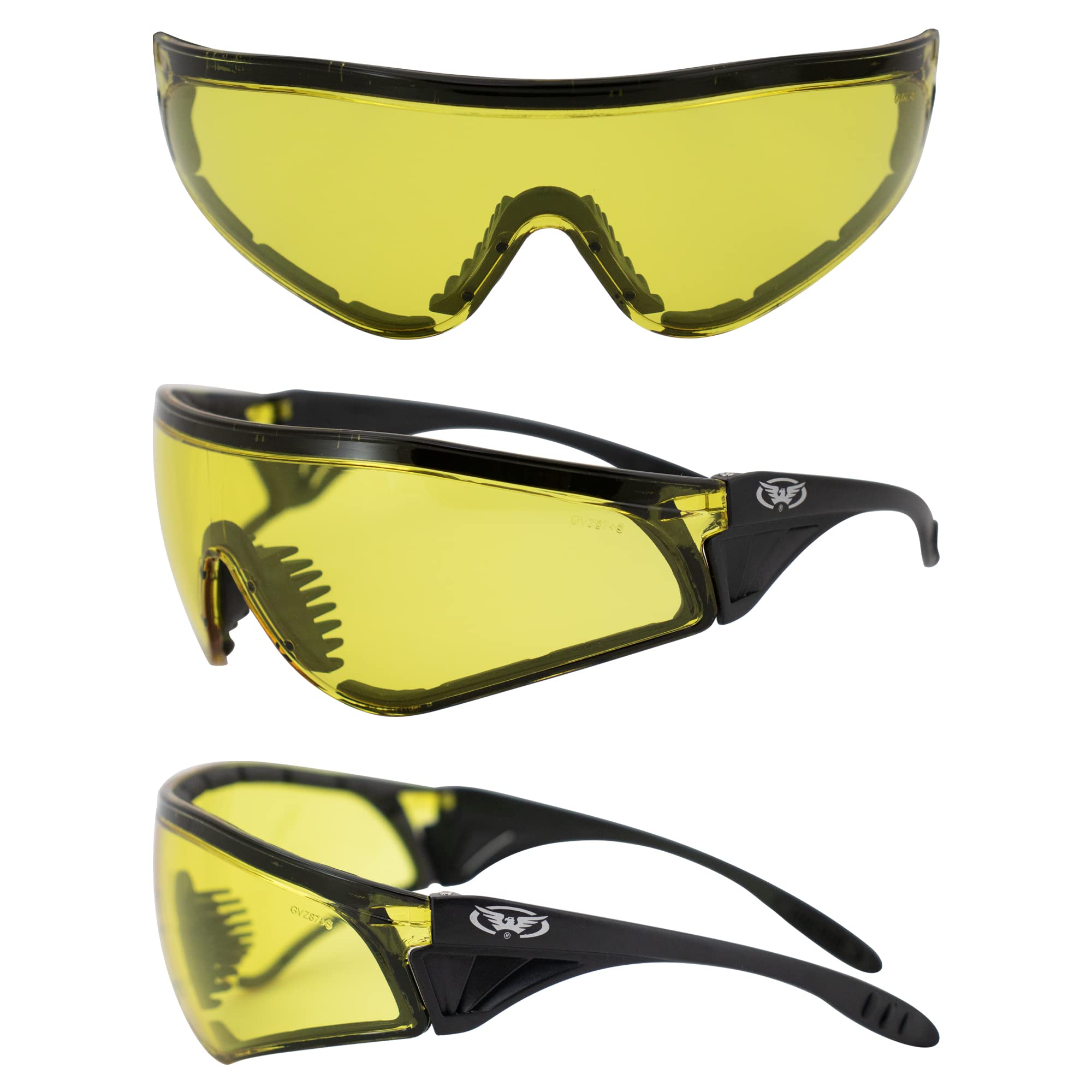 Set Of 3 Pairs: Padded Motorcycle Riding Glasses - Day Night Dawn Dusk Smoked Clear Yellow Shatterproof Polycarbonate Lenses Uv4