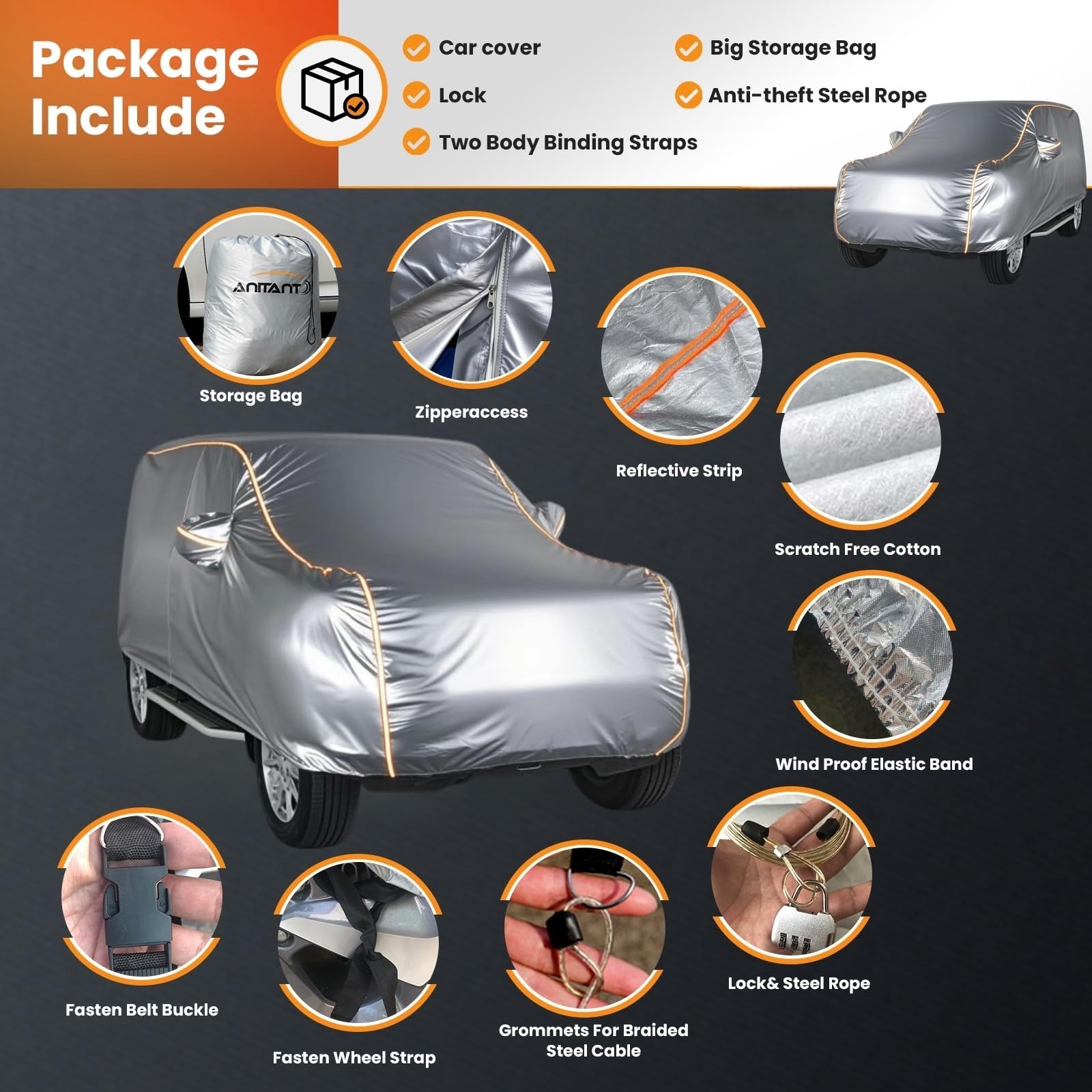 Anitant Suv Cover Waterproof All Weather Suv Cover Durable Bright Silver Fit Toyota Highlander Honda Pilot Ford Explorer Bmw X5