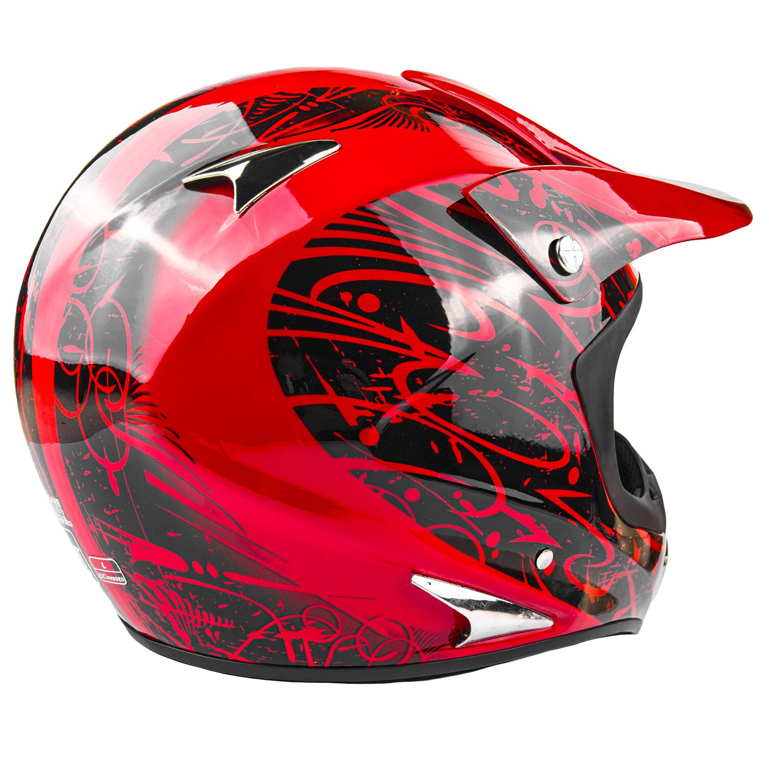 Typhoon Adult Atv Mx Helmet Goggles Gloves Gear Combo Red With Red ( Small )
