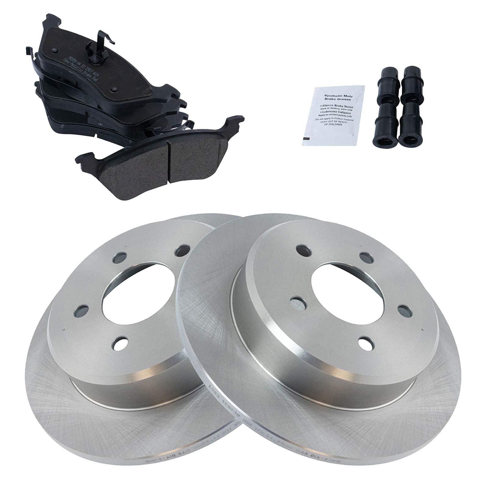 Trq Rear Brake Pad & Rotor Kit Brake Pads Brake Rotor Semi-Metallic Compatible With 2001-2007 Chrysler Town & Country Dodge Cara