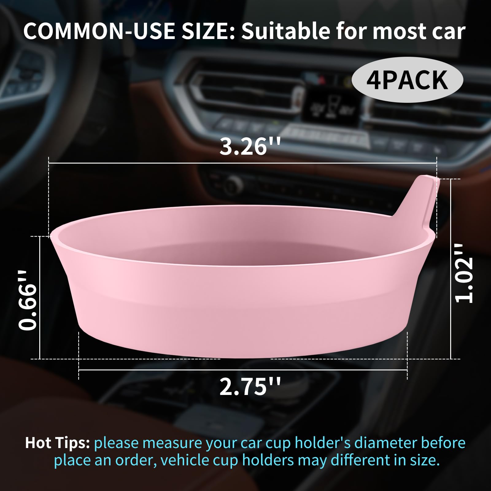 ME.FAN Car Cup Coasters [4 Pack] Silicone Cars Coasters - Universal Non-Slip Recessed Interior Accessories - Cup Holder Inserts