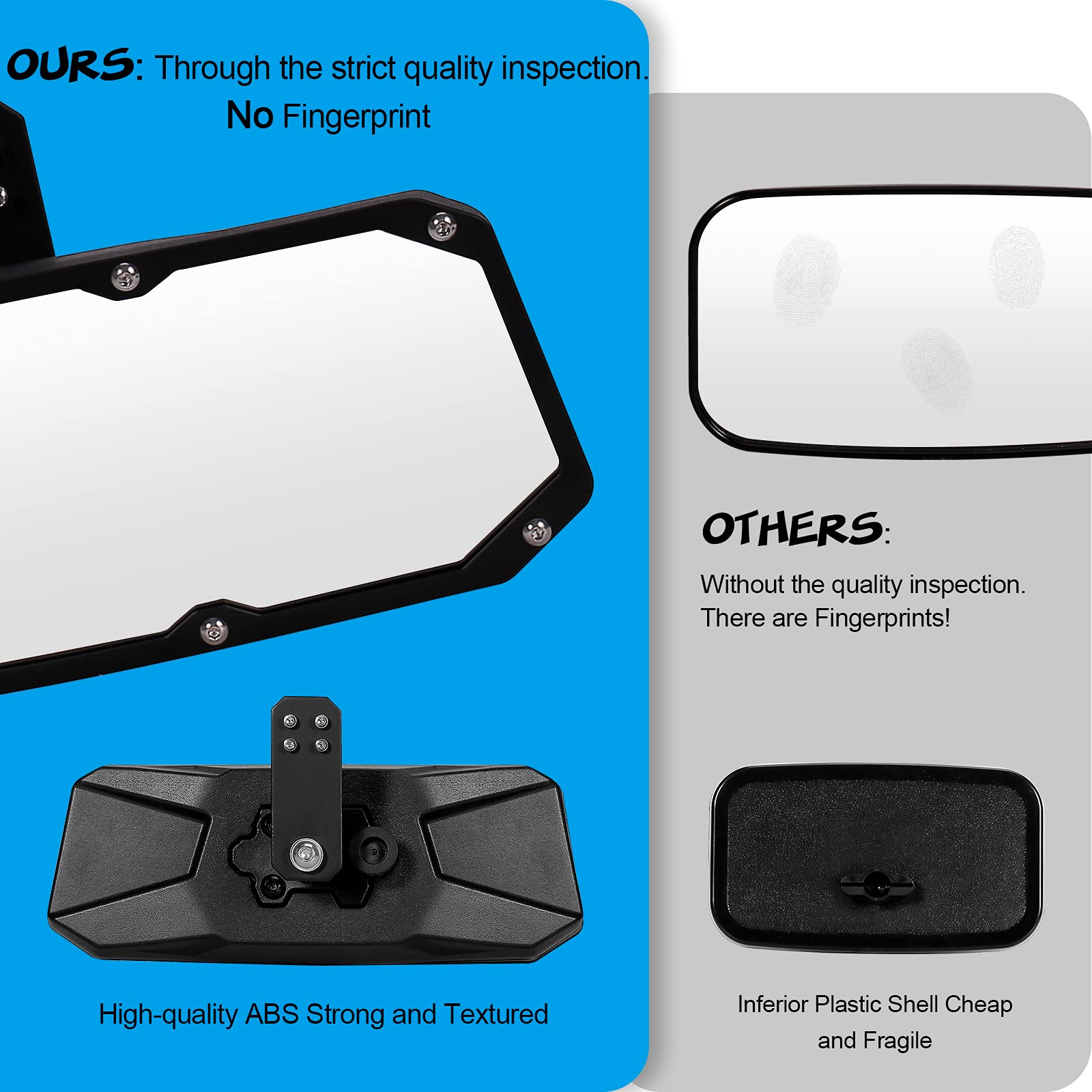 Esploratori UTV Ranger Mirror Set - Rear View & Side Mirrors for 2015-2024 Polaris Ranger, Black, Polypropylene, Model ESP23B