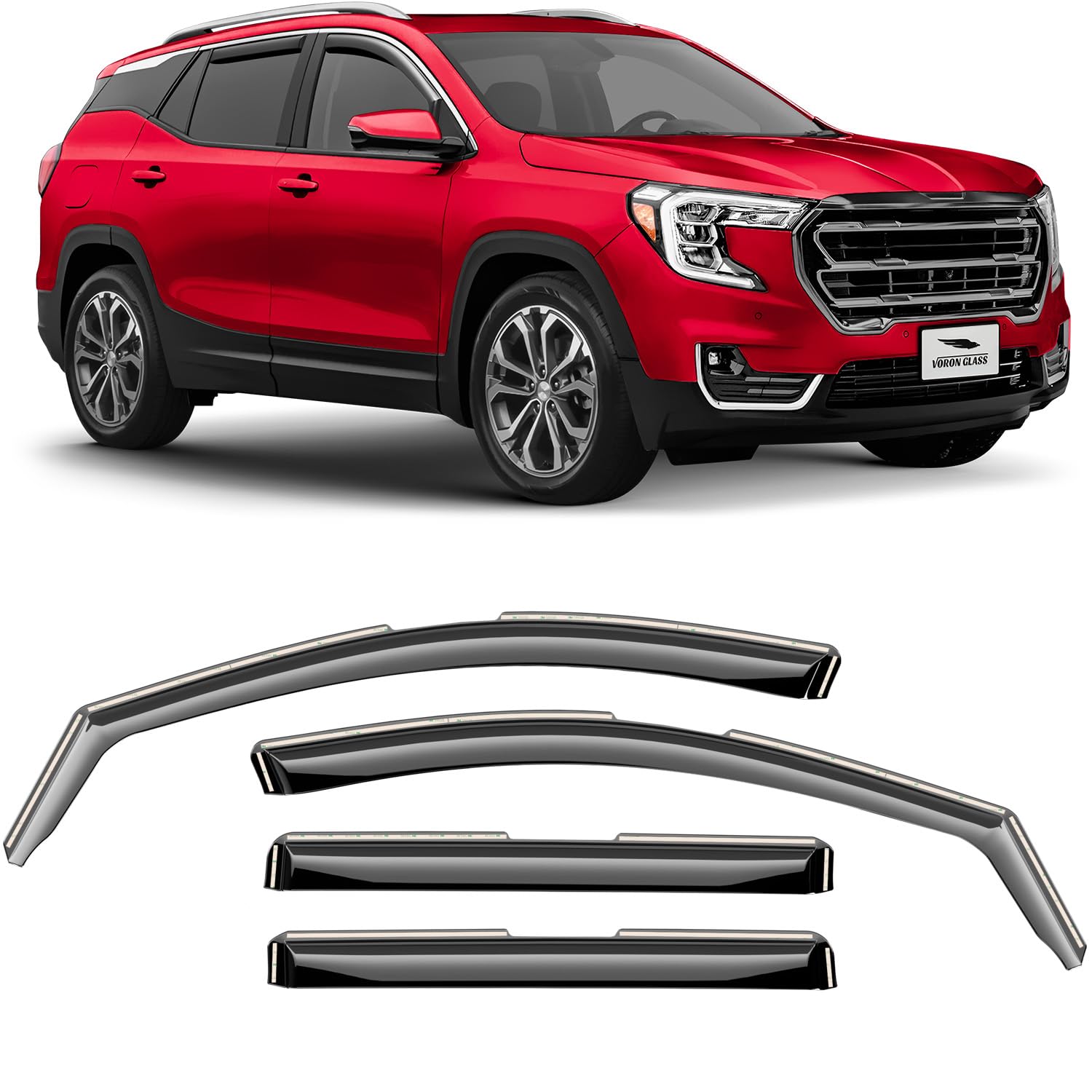 Voron Glass In-Channel Extra Durable Rain Guards For Gmc Terrain 2018-2024, Window Deflectors, Vent Window Visors, 4 Pieces - 20