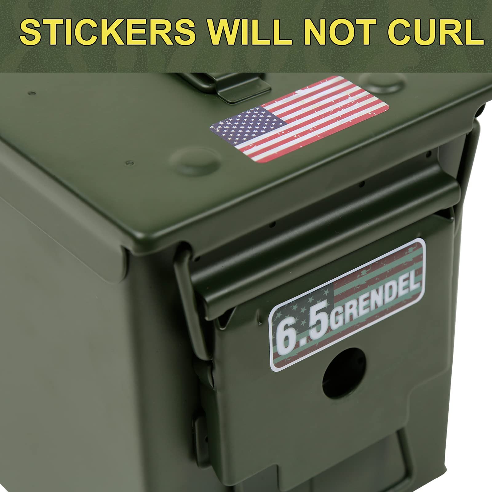 Aolamegs Ammo Can Vinyl Sticker Set Decal Label For Cans Cases Boxes .22 .223 .308 9Mm .380 .45 5.56 7.62 12Ga 300Blk (56 Pack/28 Varieties &3 Pcs Usa Flag Stickers)