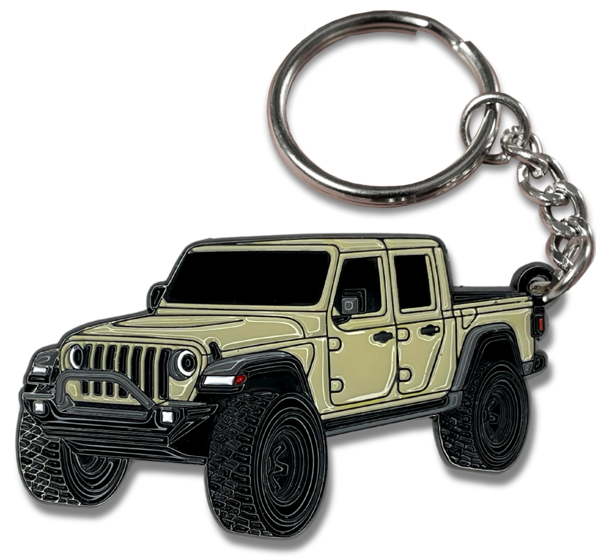FOUR WHEEL BEAST Jeep Gladiator Keychain - Officially Licensed Jeep Accessories Key Chain Fob Cover Mods 2020-2024 (Gobi)
