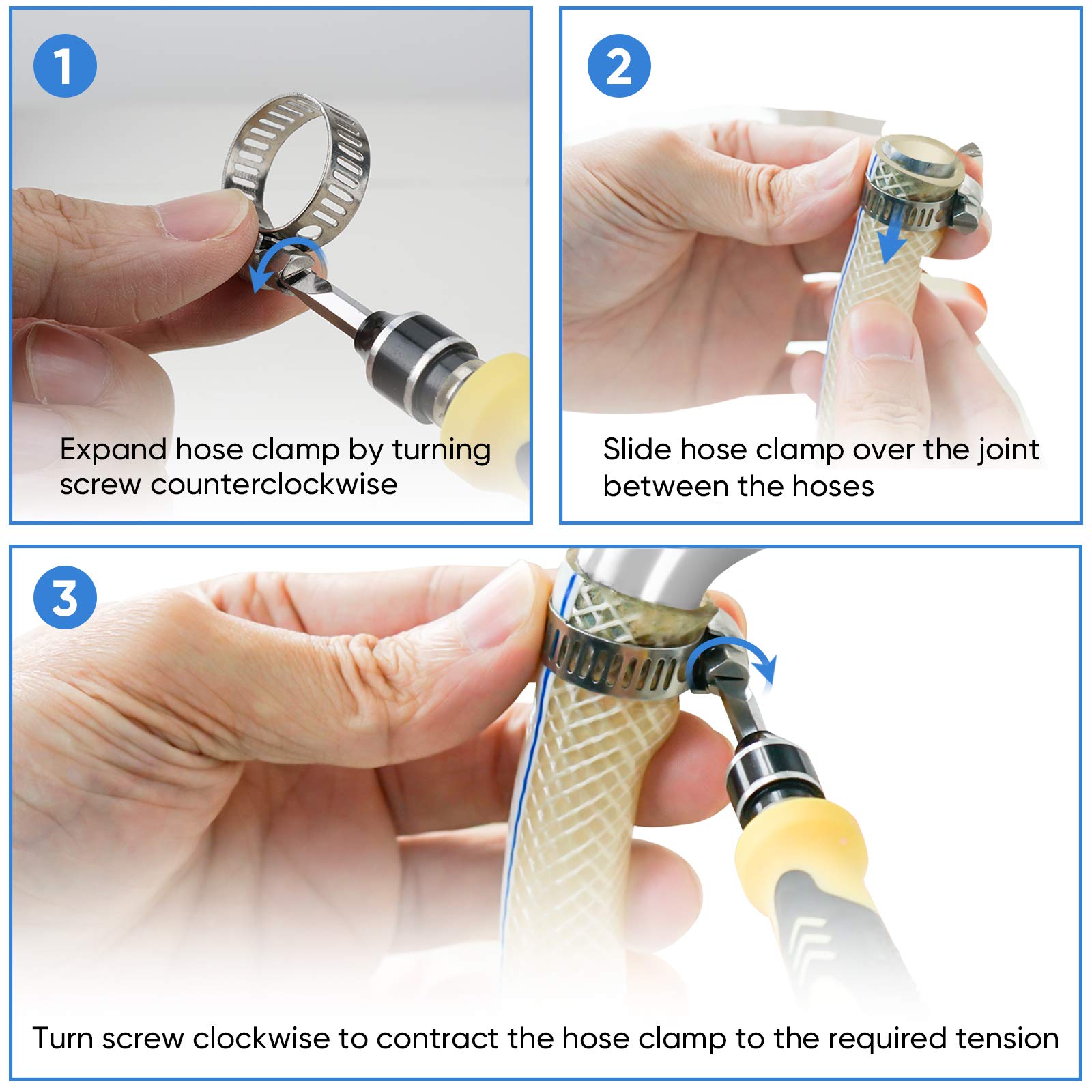 TICONN 40PCS Hose Clamp Set - 1/4''-1-1/8'' 304 Stainless Steel Worm Gear Hose Clamps for Pipe, Intercooler, Plumbing, Tube and