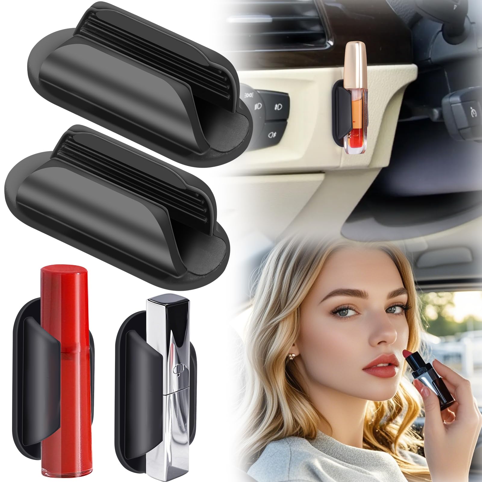 Vodolo Car Lip Balm Holder No Melt,2Pcs Silicone Holder For Chapstick,Fun Aesthetic Car Accessories For Women Interior,Car Holde