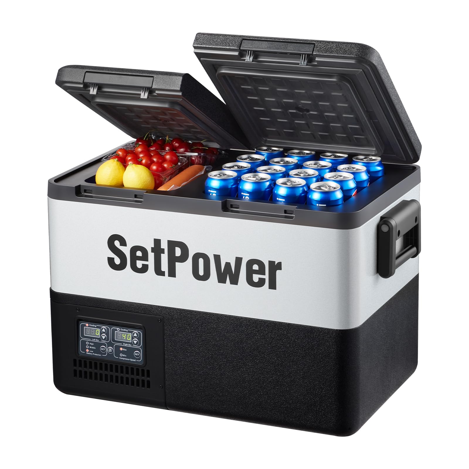 Setpower PT35 Car Refrigerator with AC Adapter,35L Dual Zone Portable Freezer,12 Volt Refrigerator Electric Cooler for Car campi