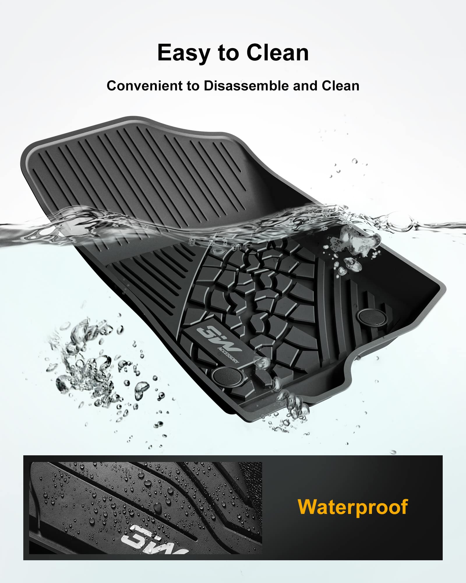 3W TPE Floor Mats for Jeep Wrangler JL 2018-2025, All-Weather Black 3PCS Full Set, Model ZY1051106-1-2