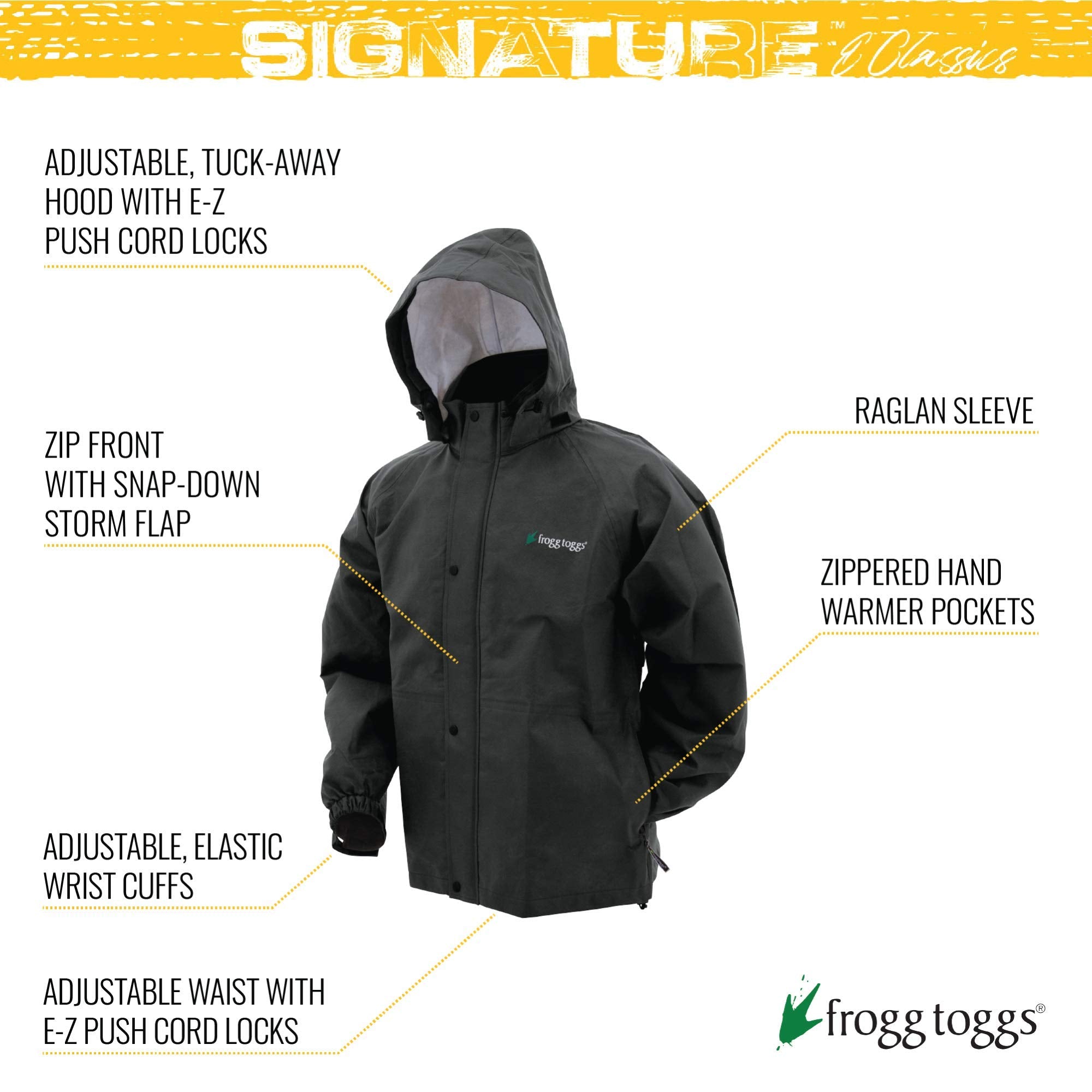 Frogg Toggs Bull Frogg Waterproof Rain Jacket, Black, Xxx-Large