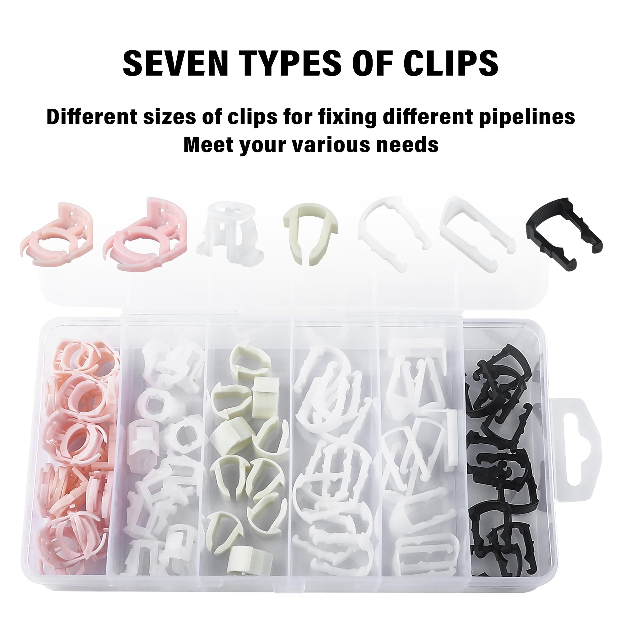 160Pcs Car Fuel Line Clips,7 Size Nylon Fuel Line Repair Kit Replacement 3/8 '' & 5/16 '' Fuel Line Clamp,Durable Fuel Hose Reta