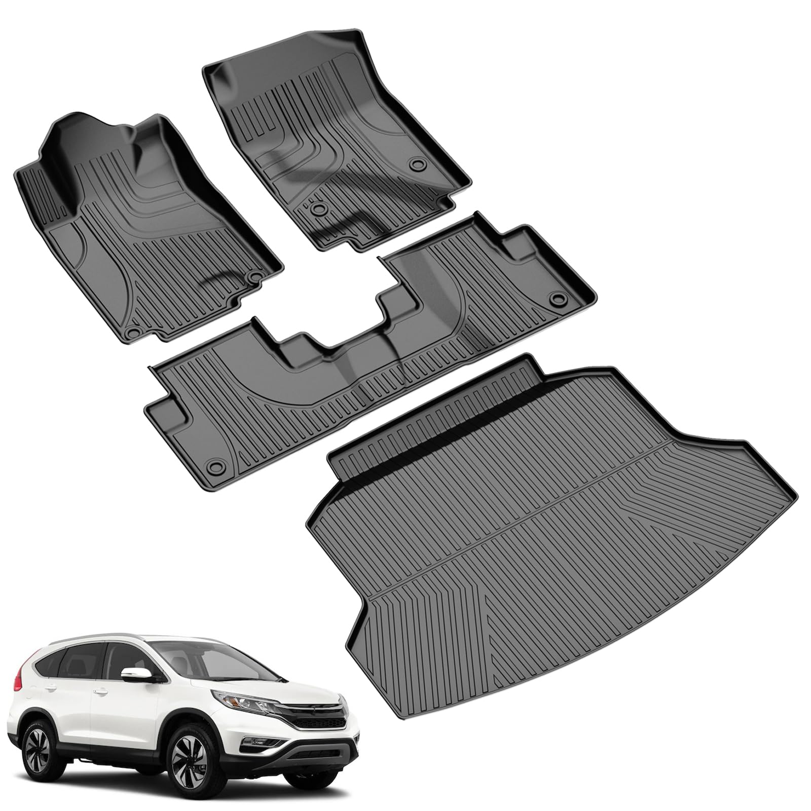 Floor Mats & Cargo Liner Fit for Honda CRV CR-V 2012-2016 LX, SE & EX (Not Fit EX-L & Touring Models) - All Weather Protection C