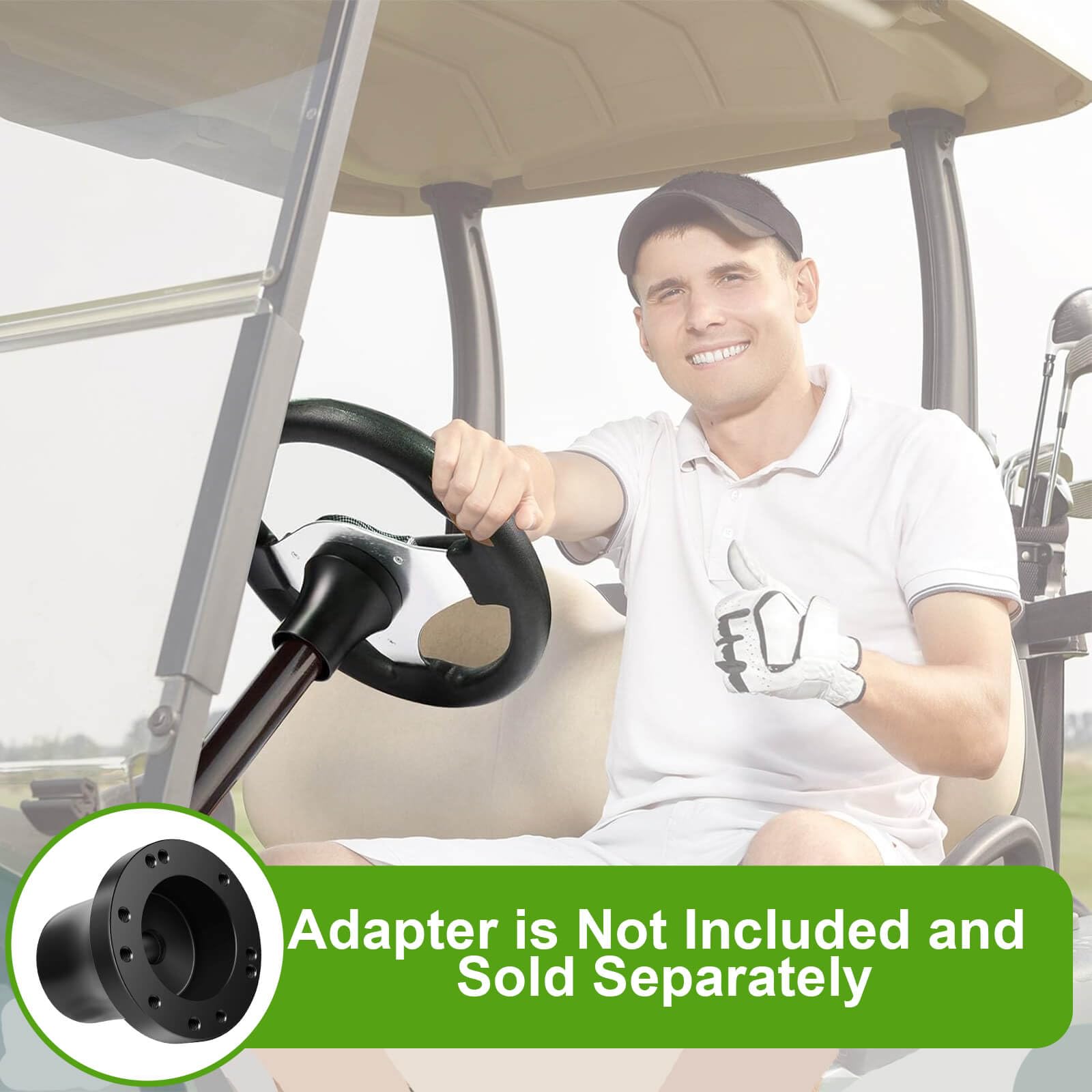 Leapgomax Golf Cart Steering Wheel Fit Ezgo Rxv & Txt, Club Car Ds, Club Car Precedent Tempo, Yamaha Golf Carts(D Shape Design S
